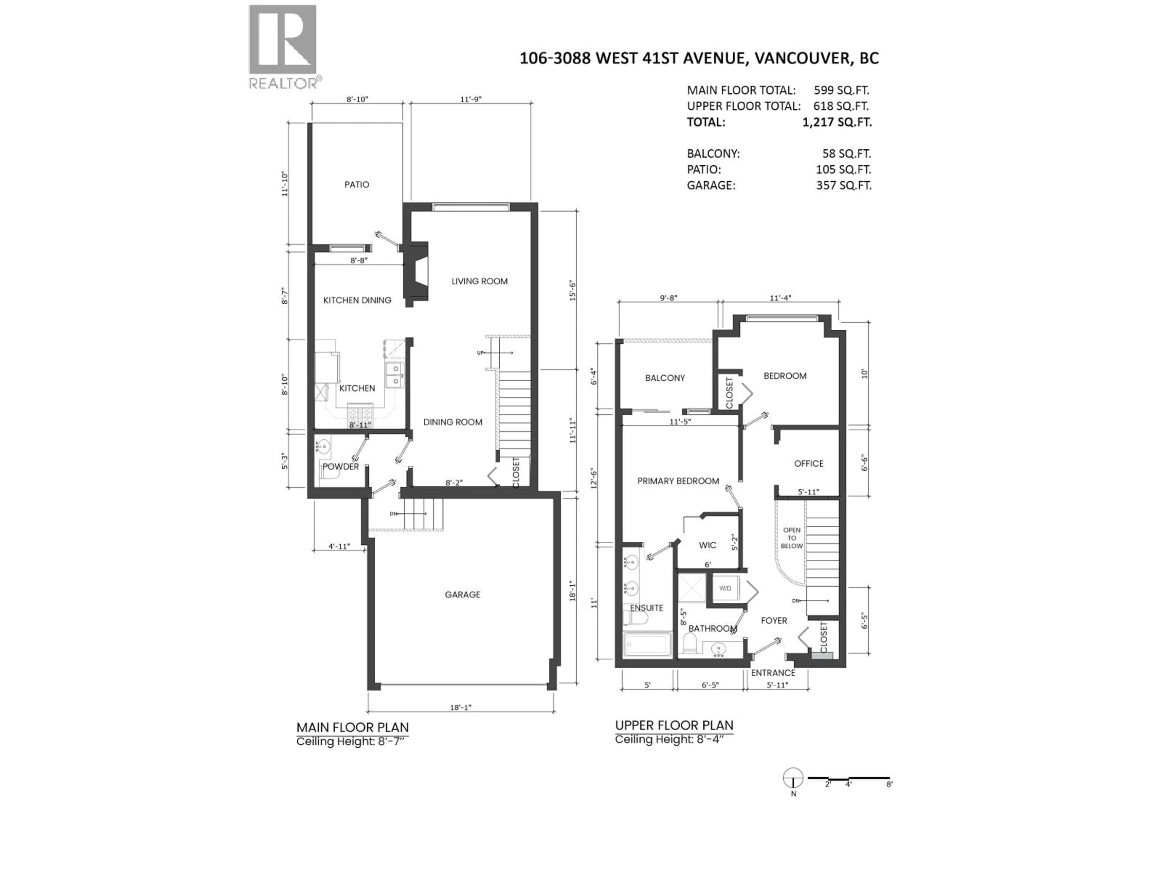 Floor plan for 106 - 3088 41ST AVENUE, Vancouver British Columbia V6N3C9
