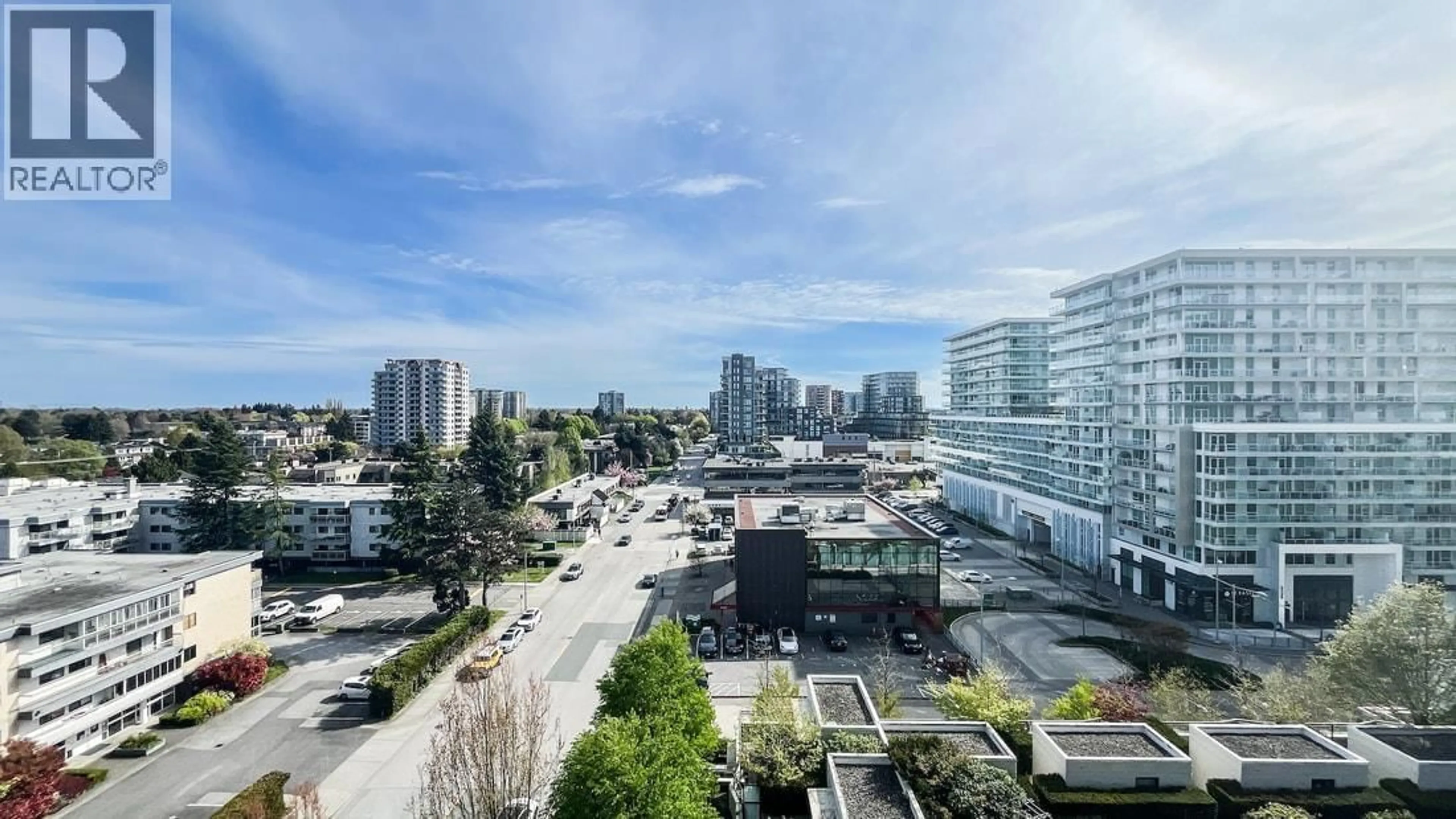 A pic from outside/outdoor area/front of a property/back of a property/a pic from drone, city buildings view from balcony for 1106 - 6331 BUSWELL STREET, Richmond British Columbia V6Y4H2