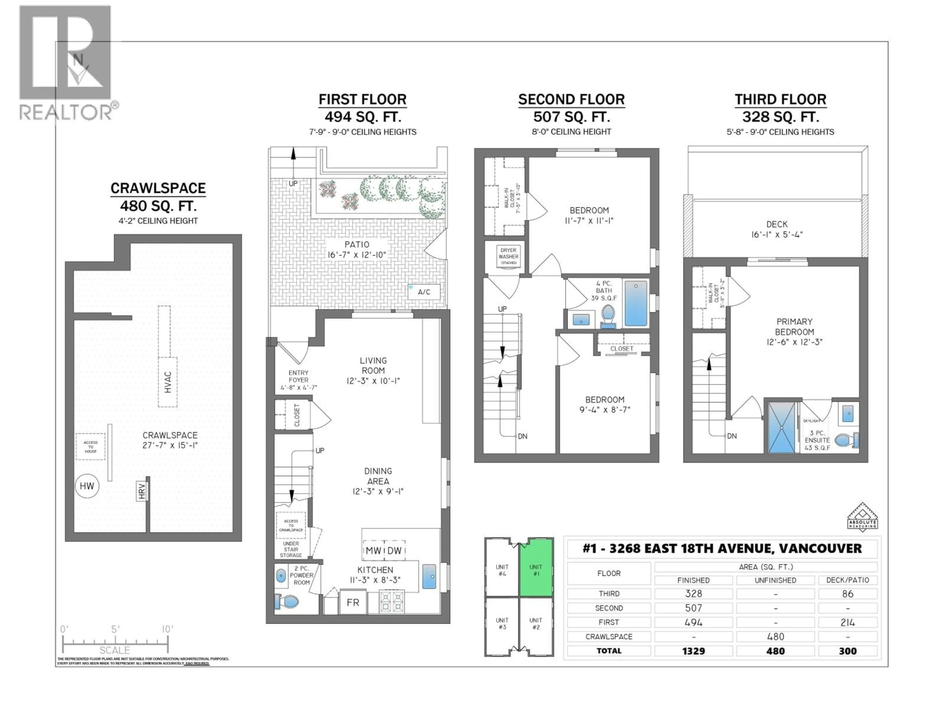 Floor plan for 1 - 3268 18 AVENUE, Vancouver British Columbia V5M2R7