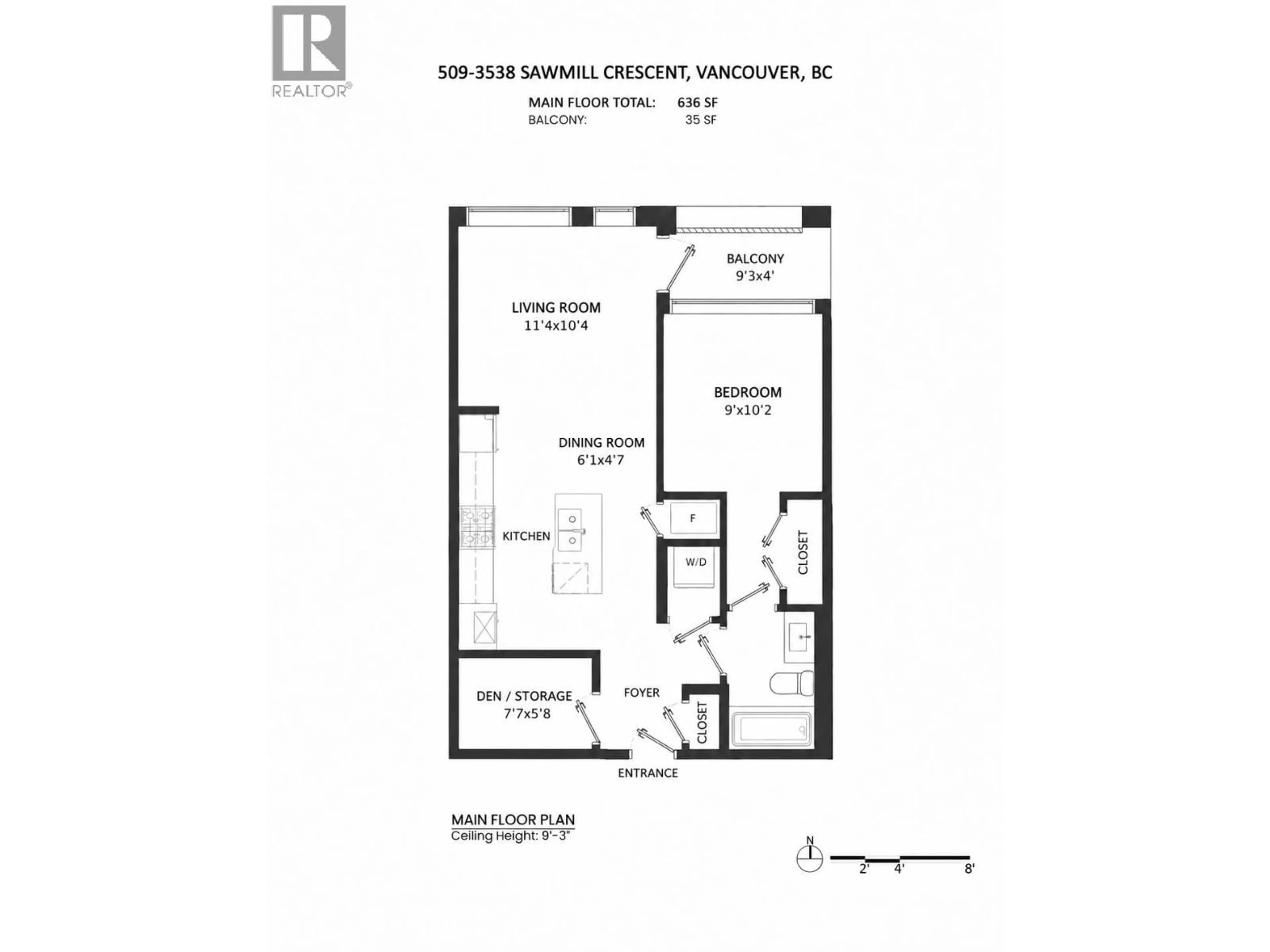Floor plan for 509 - 3538 SAWMILL CRESCENT, Vancouver British Columbia V5S0J8