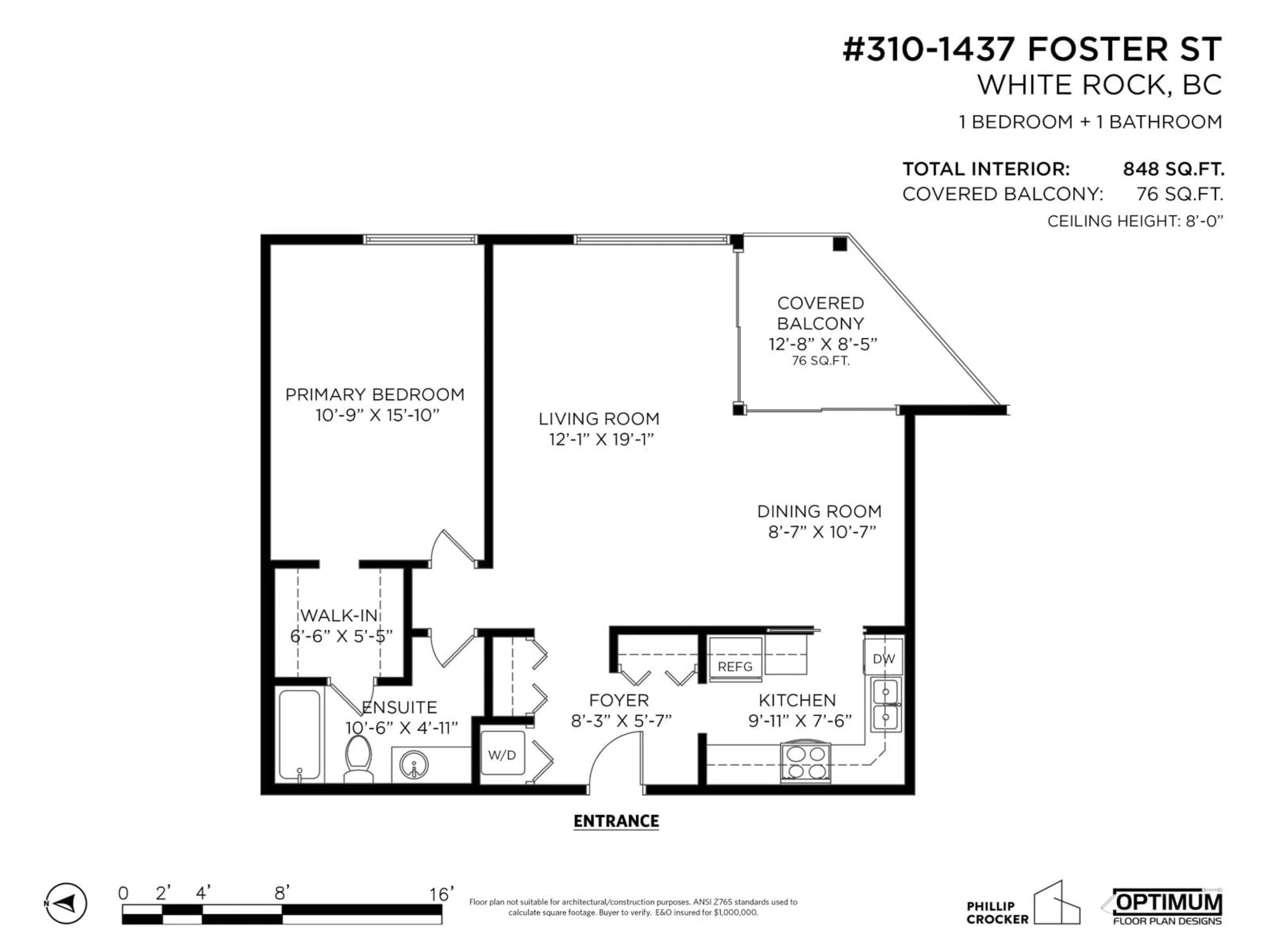 Floor plan for 310 - 1437 FOSTER STREET, White Rock British Columbia V4B3X6
