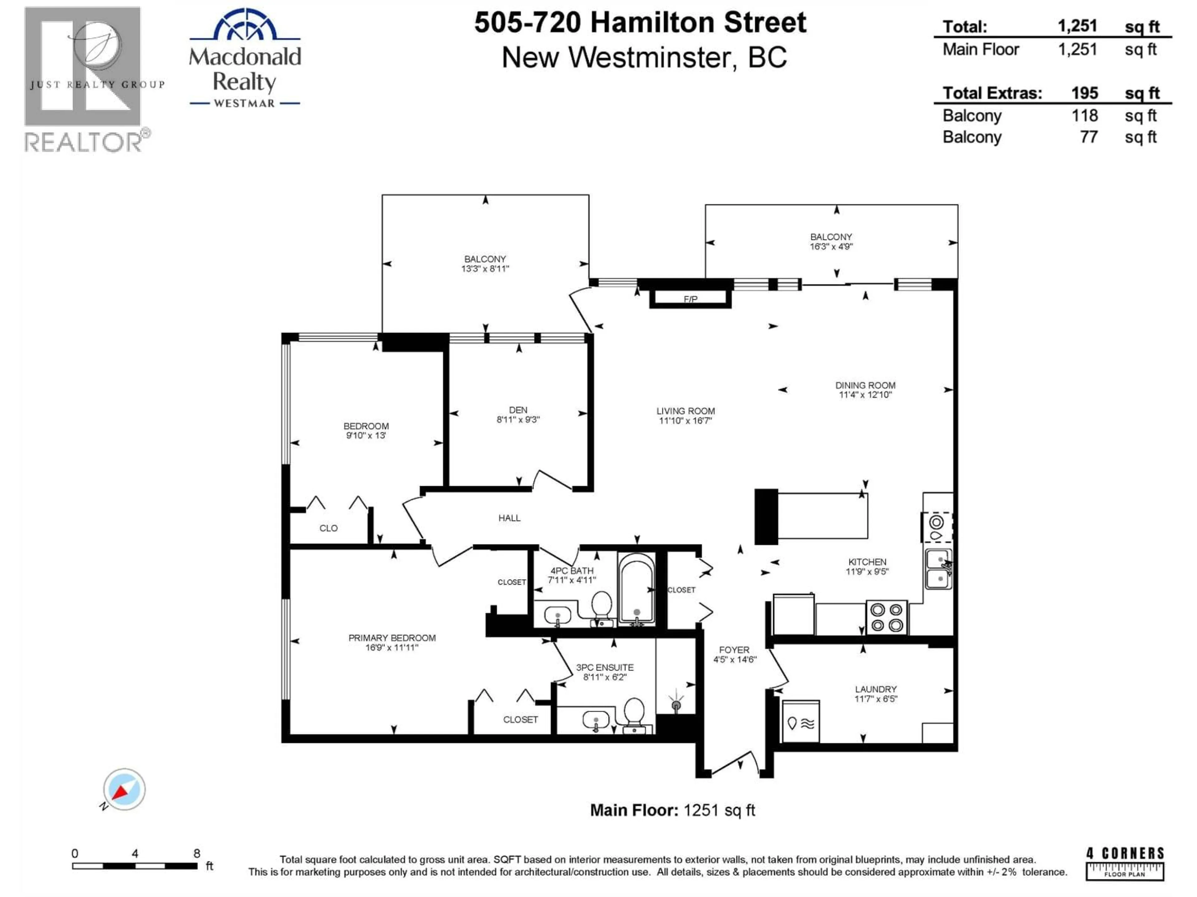 Floor plan for 505 - 720 HAMILTON STREET, New Westminster British Columbia V3M7A6