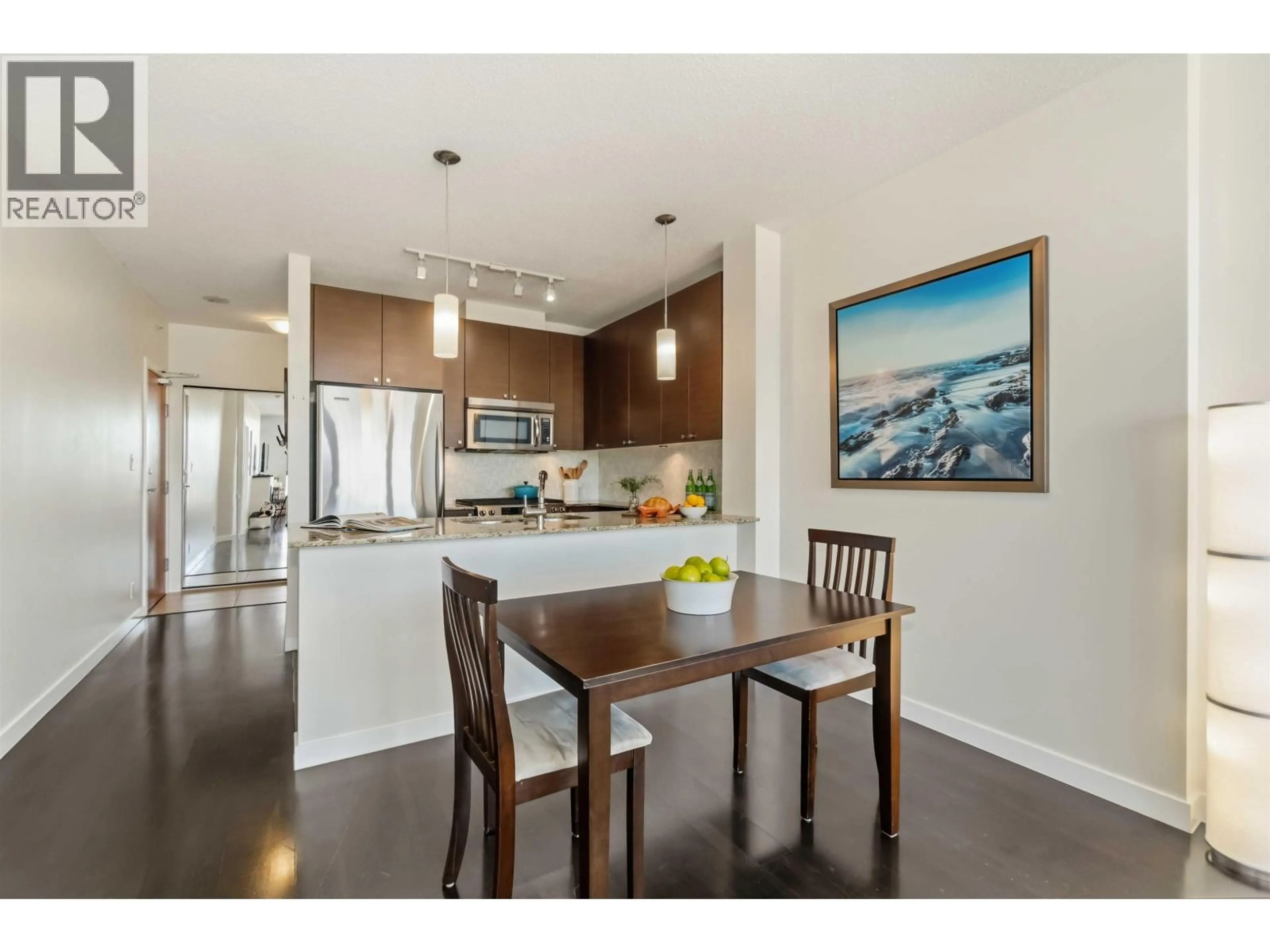 Open concept kitchen, wood/laminate floor for 1401 - 110 BREW STREET, Port Moody British Columbia V3H0E4