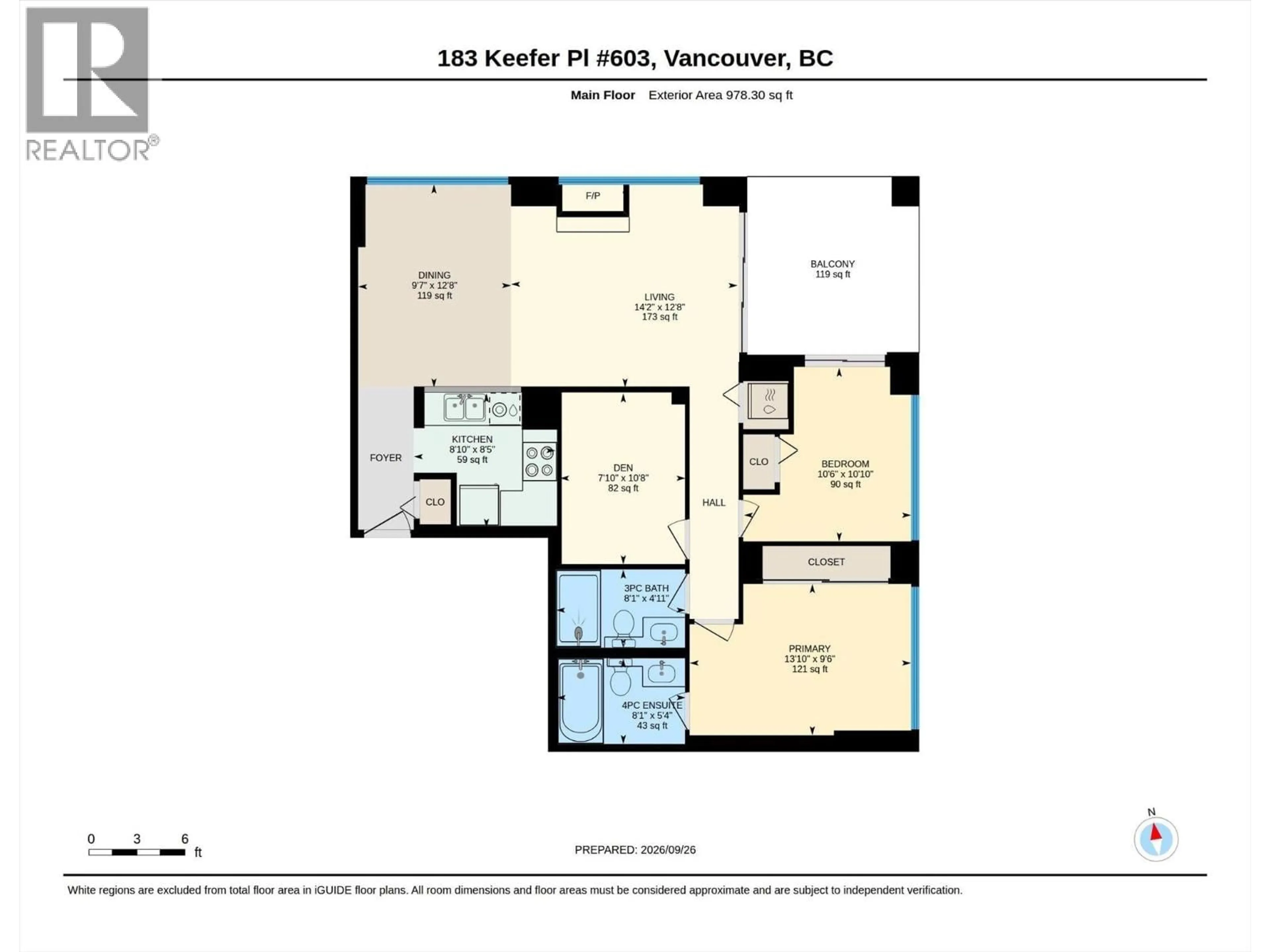 Floor plan for 603 - 183 KEEFER PLACE, Vancouver British Columbia V6B6B9