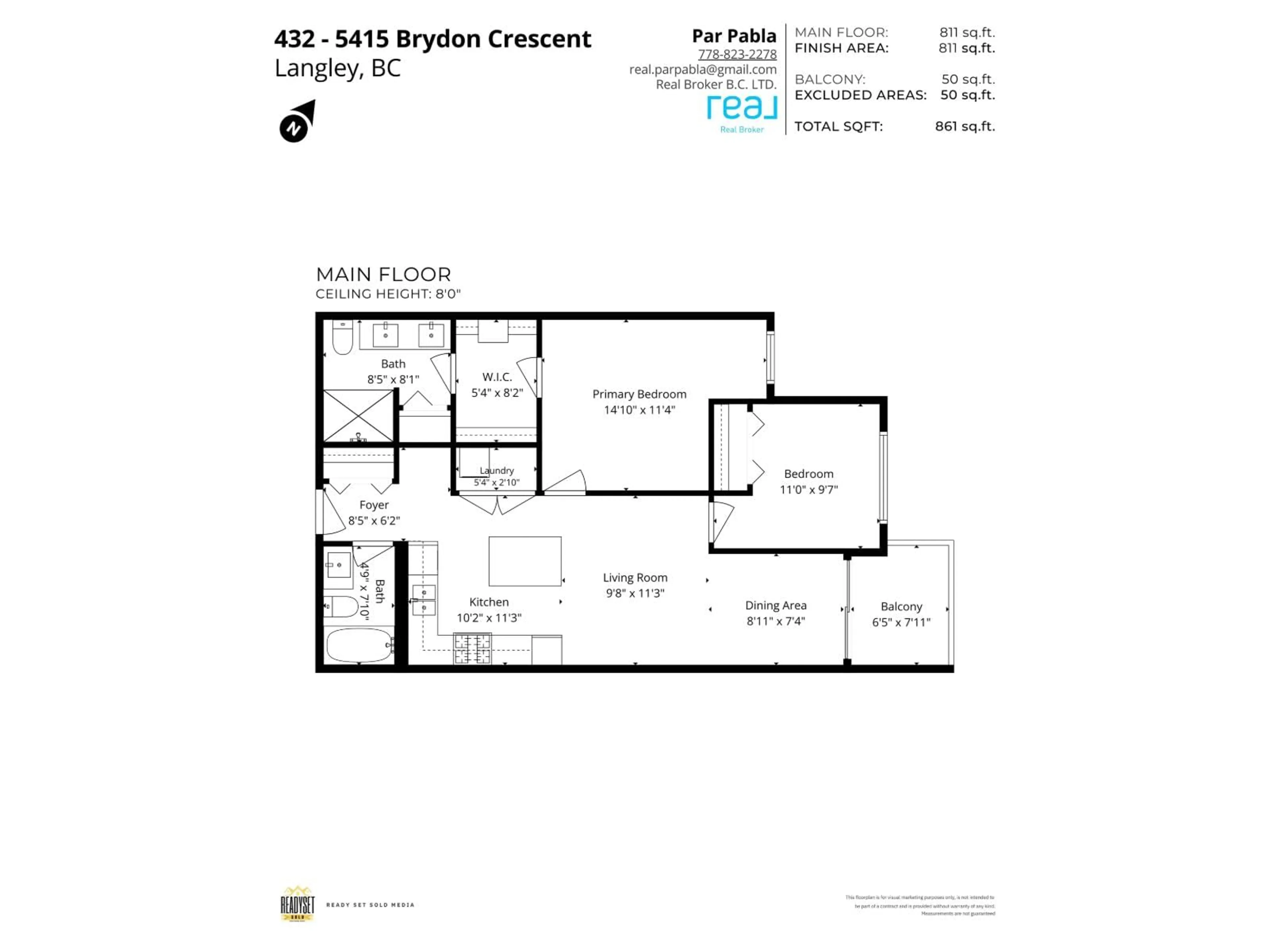 Floor plan for 432 - 5415 BRYDON CRESCENT, Langley British Columbia V3A4A3