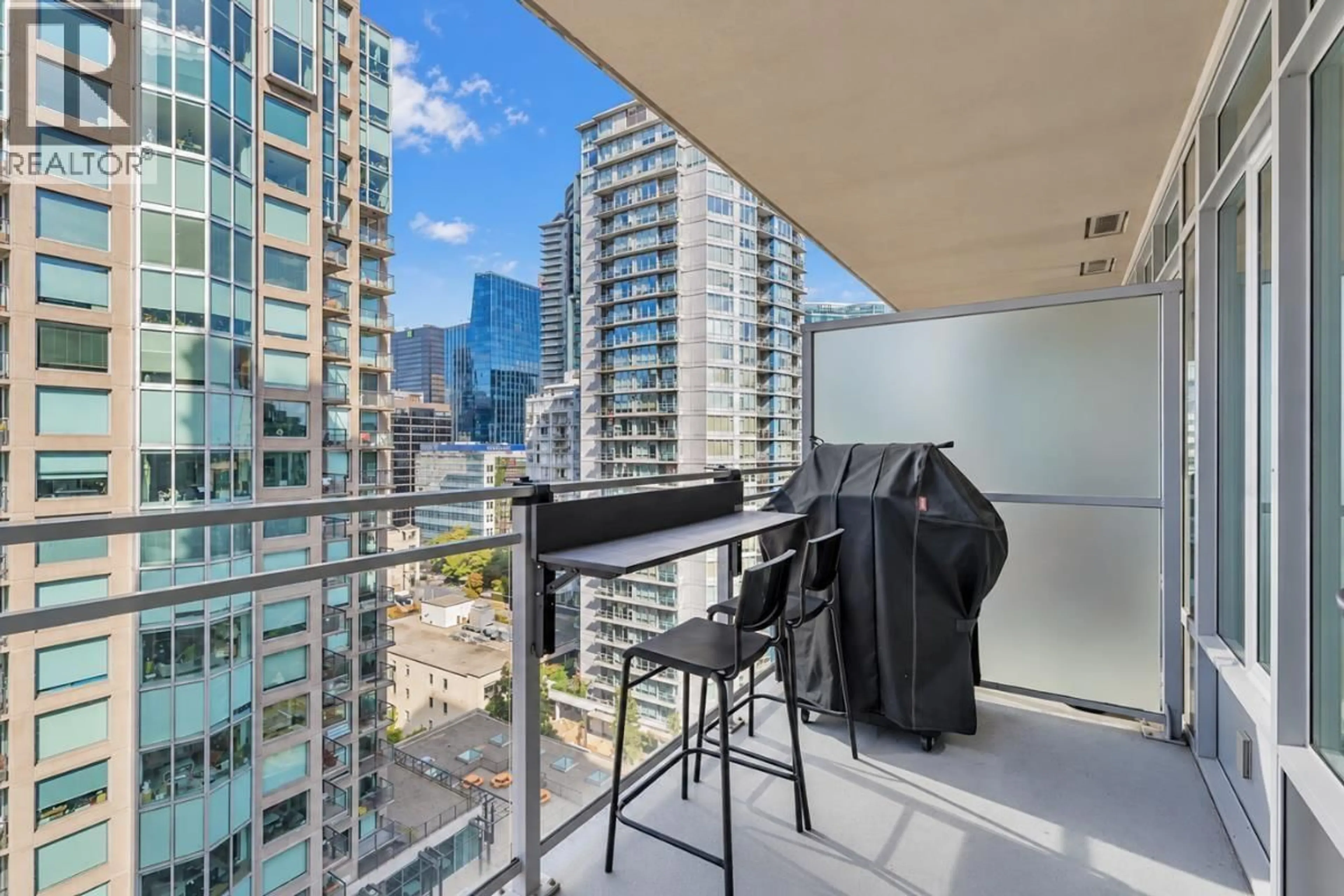 Balcony in the apartment, city buildings view from balcony for 2102 - 888 HOMER STREET, Vancouver British Columbia V6B0H7