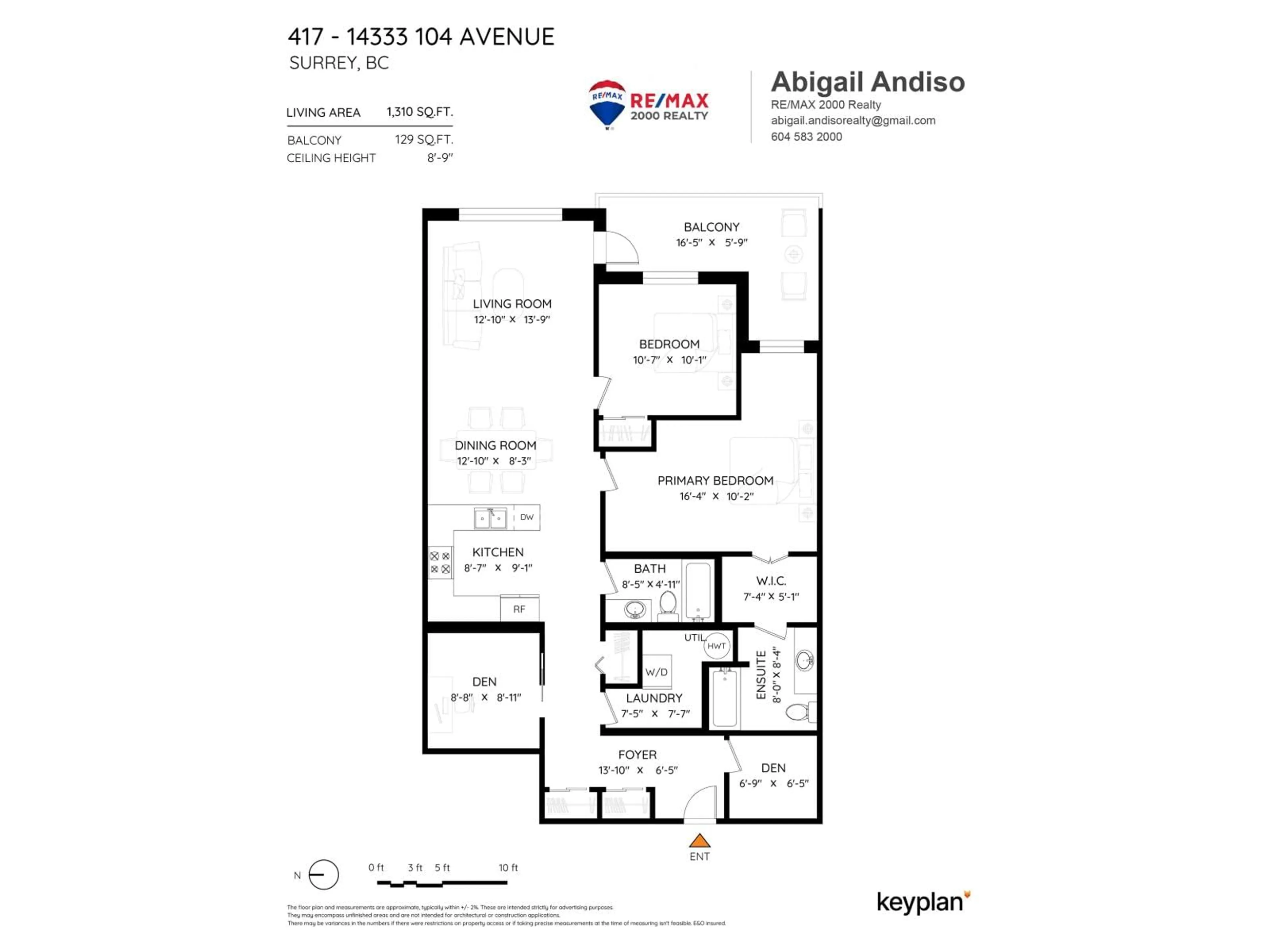 Floor plan for 417 - 14333 104 AVENUE, Surrey British Columbia V3T0E1