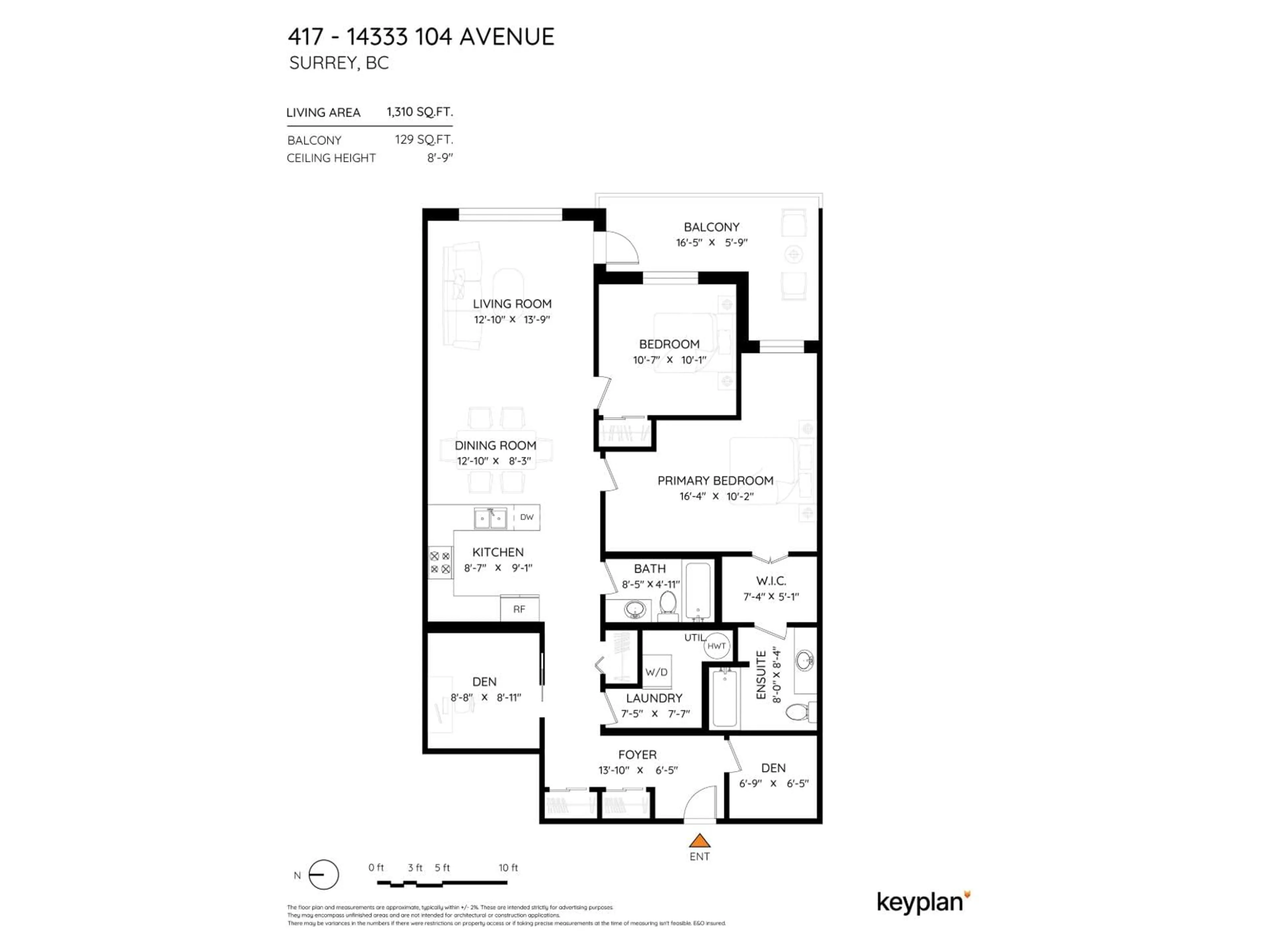 Floor plan for 417 - 14333 104 AVENUE, Surrey British Columbia V3T0E1