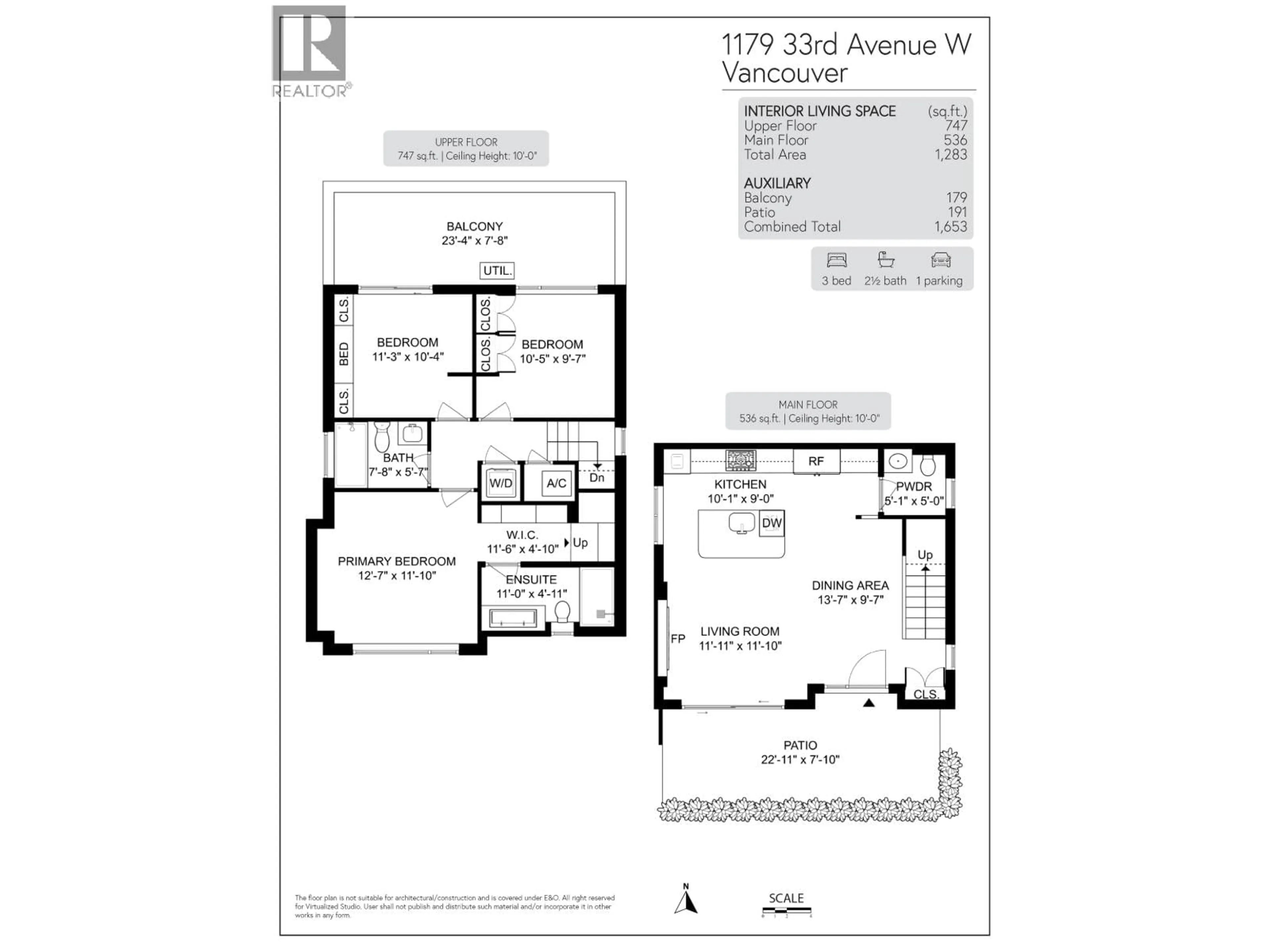 Floor plan for 1179 33RD AVENUE, Vancouver British Columbia V6M1A3