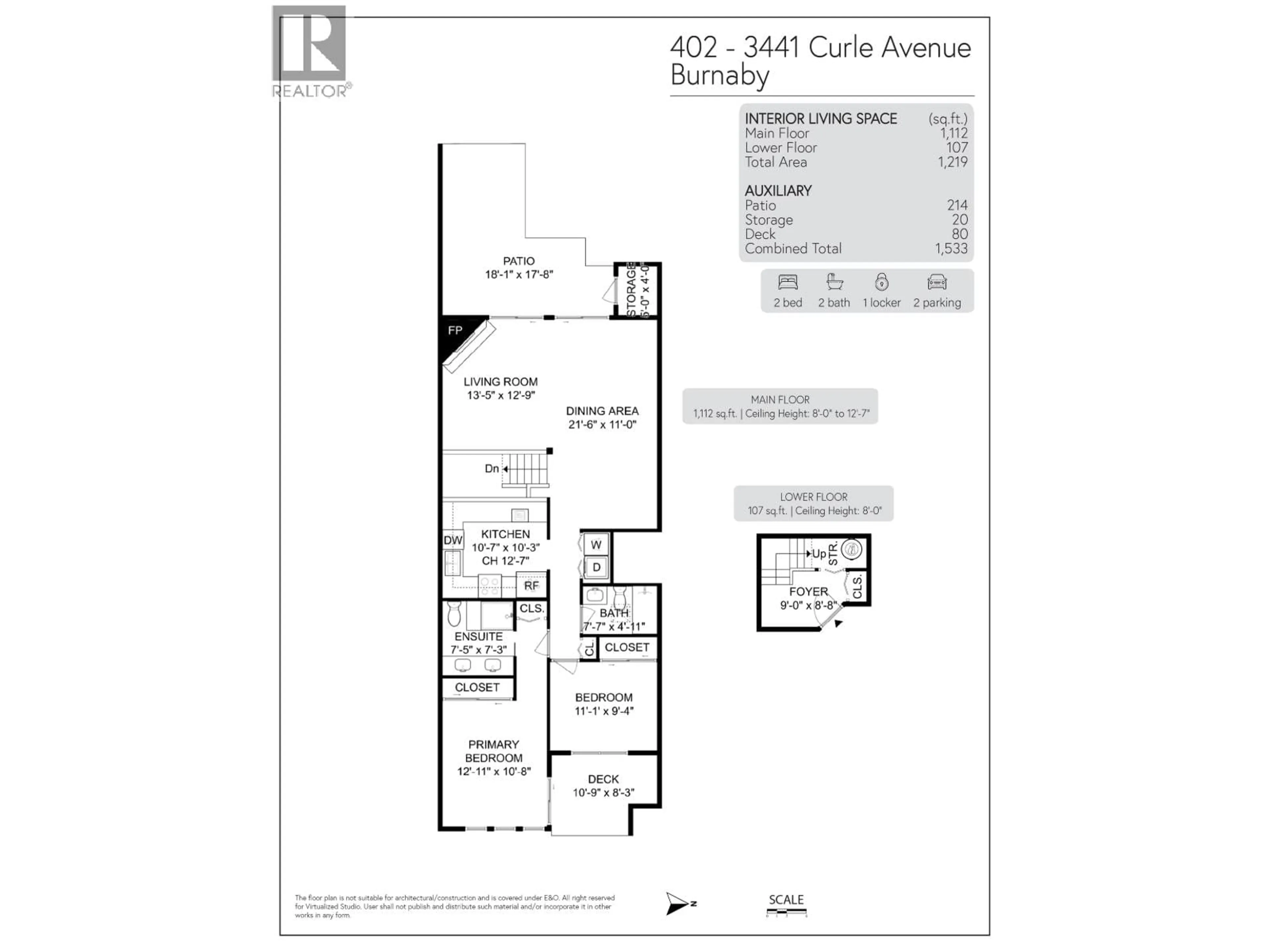 Floor plan for 402 - 3441 CURLE AVENUE, Burnaby British Columbia V5G4P4