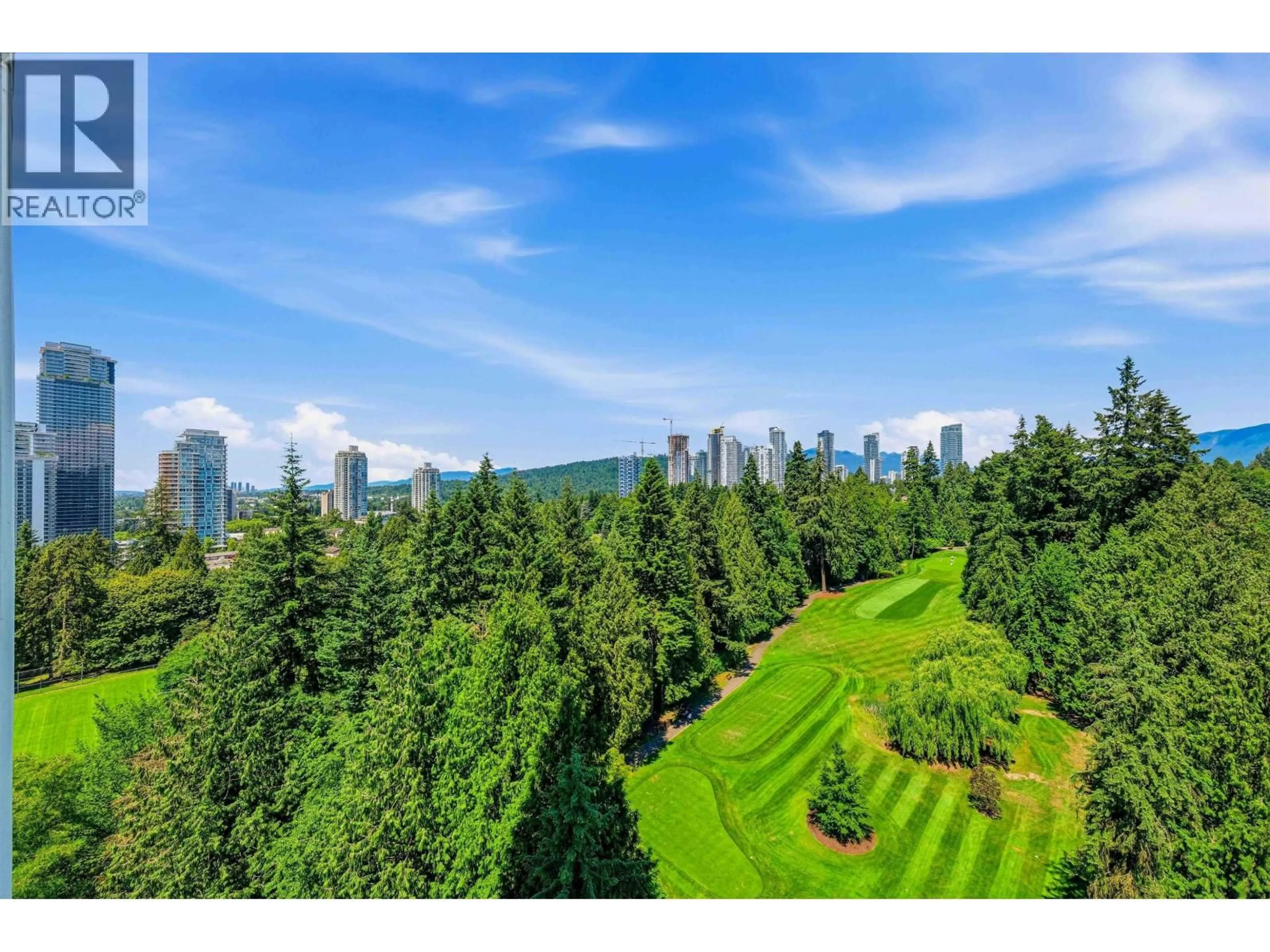 A pic from outside/outdoor area/front of a property/back of a property/a pic from drone, forest/trees view for 1501 - 595 AUSTIN AVENUE, Coquitlam British Columbia V3K0G7