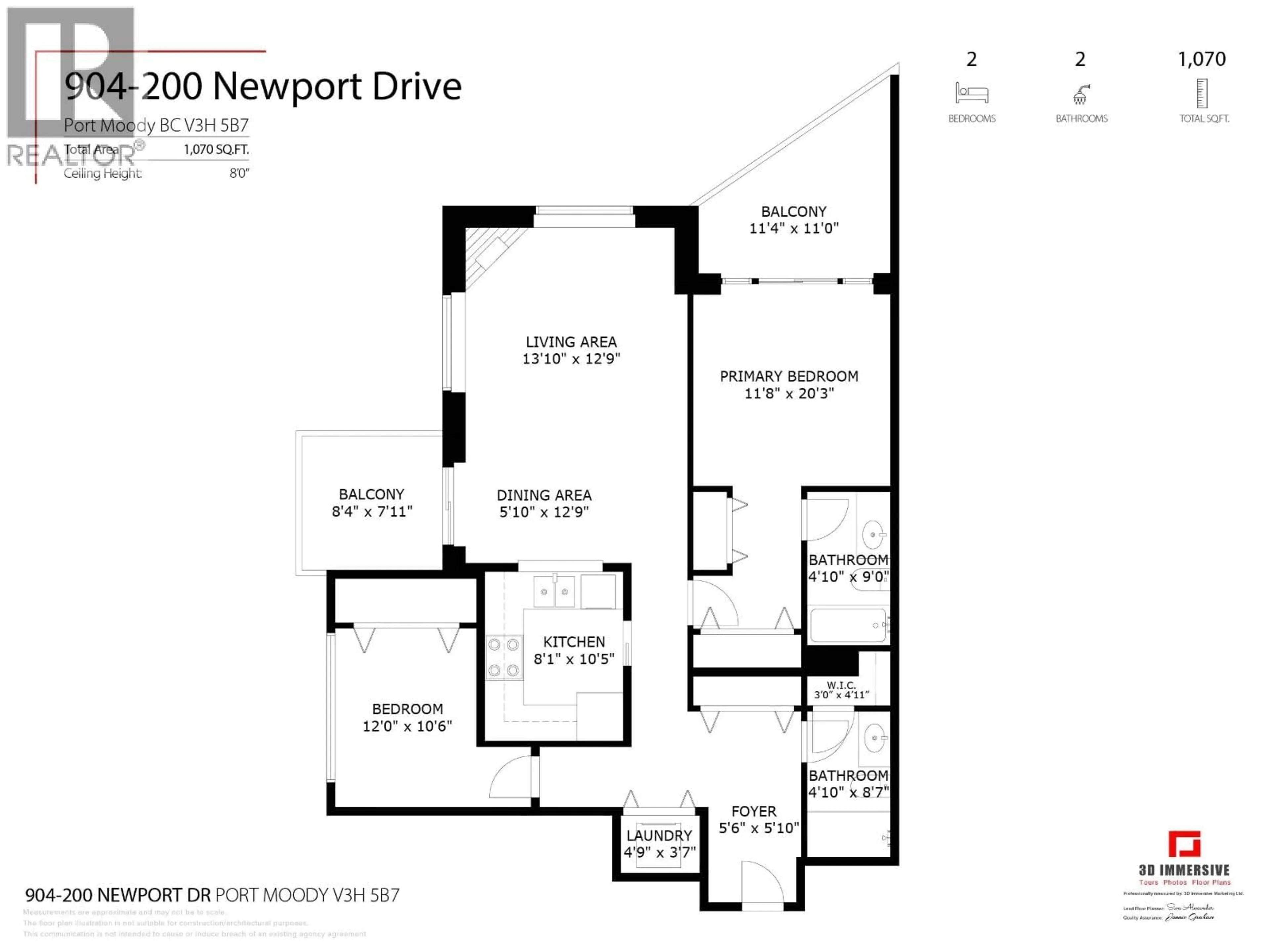 Floor plan for 904 - 200 NEWPORT DRIVE, Port Moody British Columbia V3H5B7