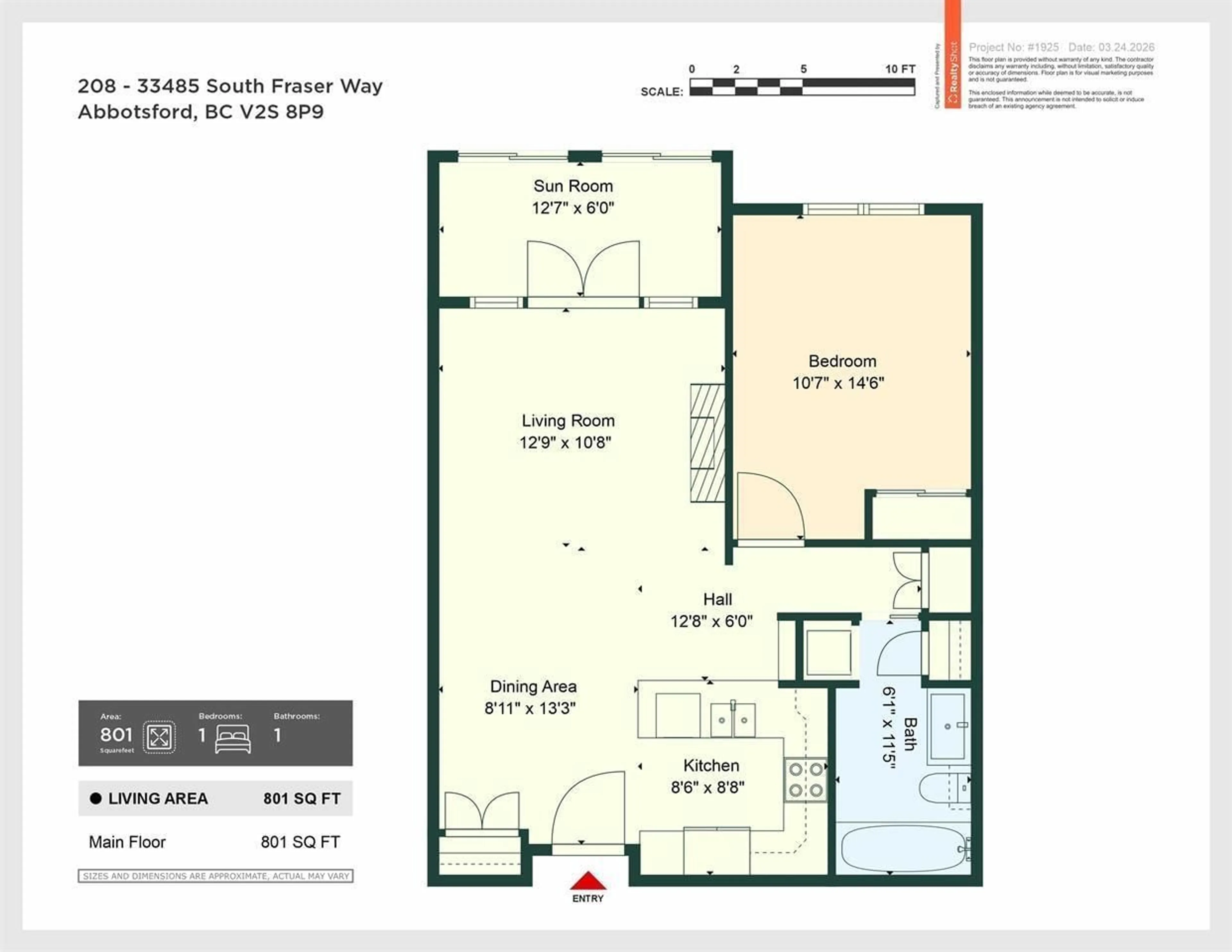 Floor plan for 208 - 33485 SOUTH FRASER WAY, Abbotsford British Columbia V2S8P9