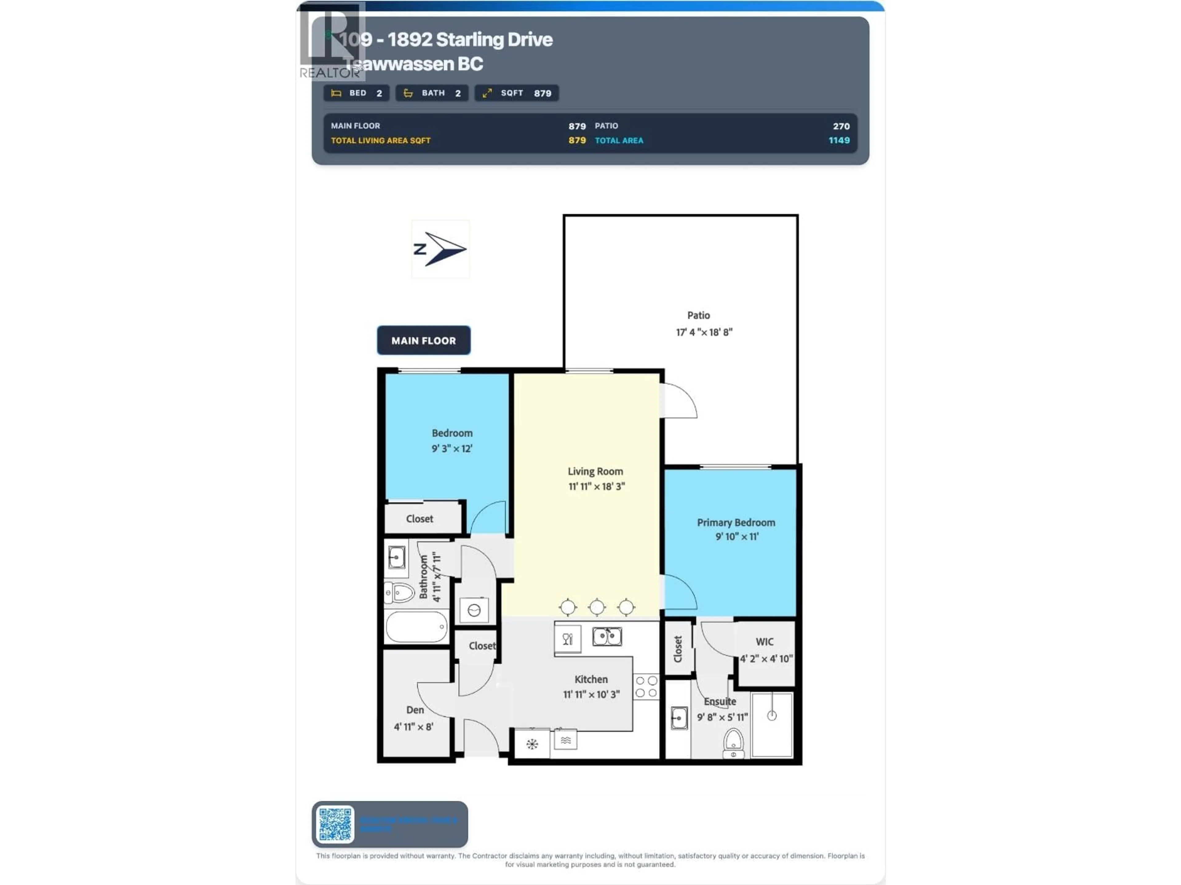 Floor plan for 109 - 1892 STARLING DRIVE, Tsawwassen British Columbia V4M0C7