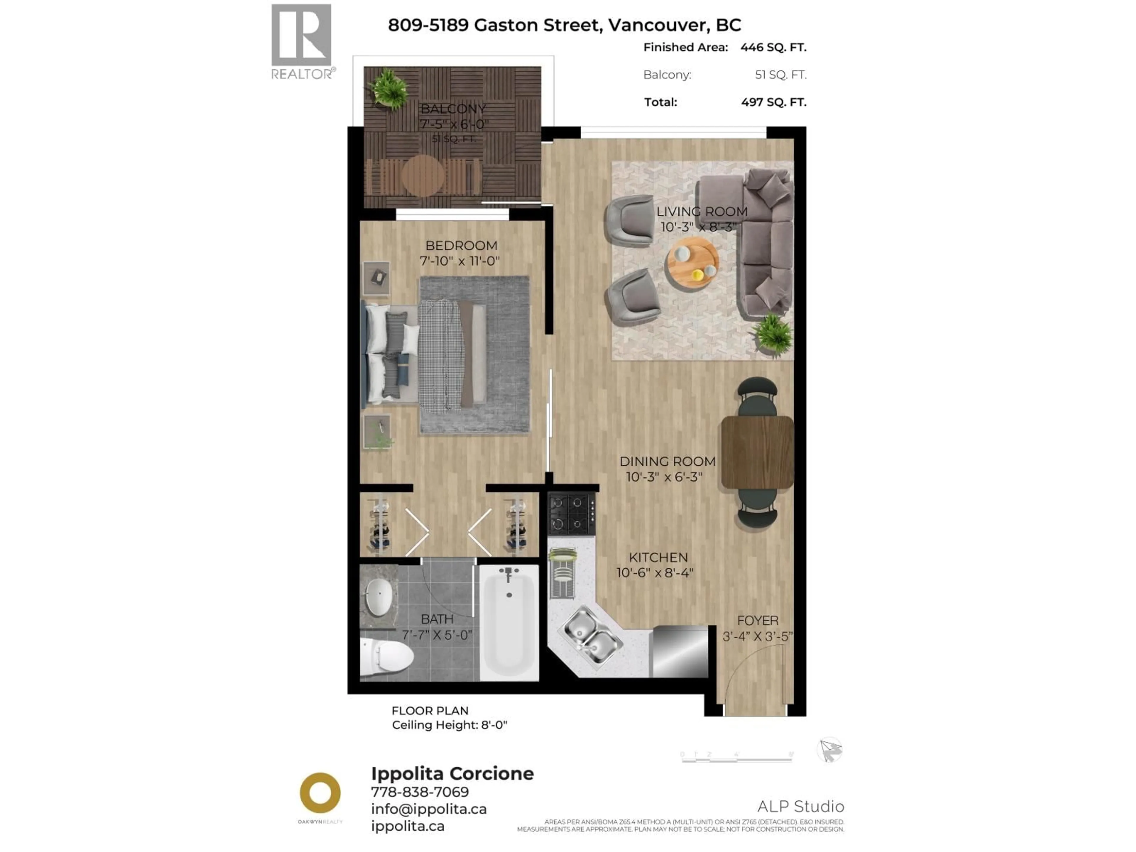 Floor plan for 809 - 5189 GASTON STREET, Vancouver British Columbia V5R6C7