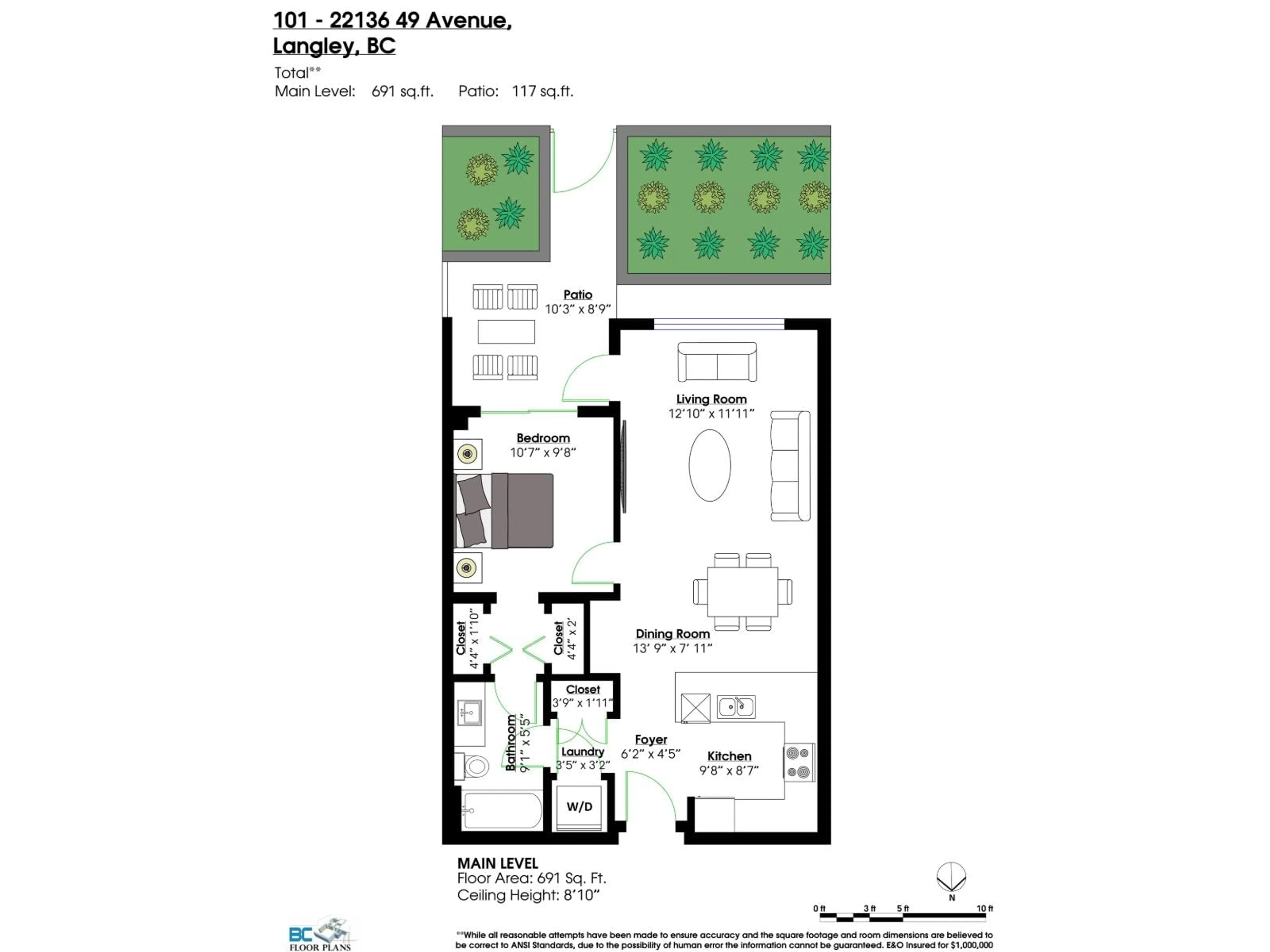 Floor plan for 101 - 22136 49 AVENUE, Langley British Columbia V3A0M8