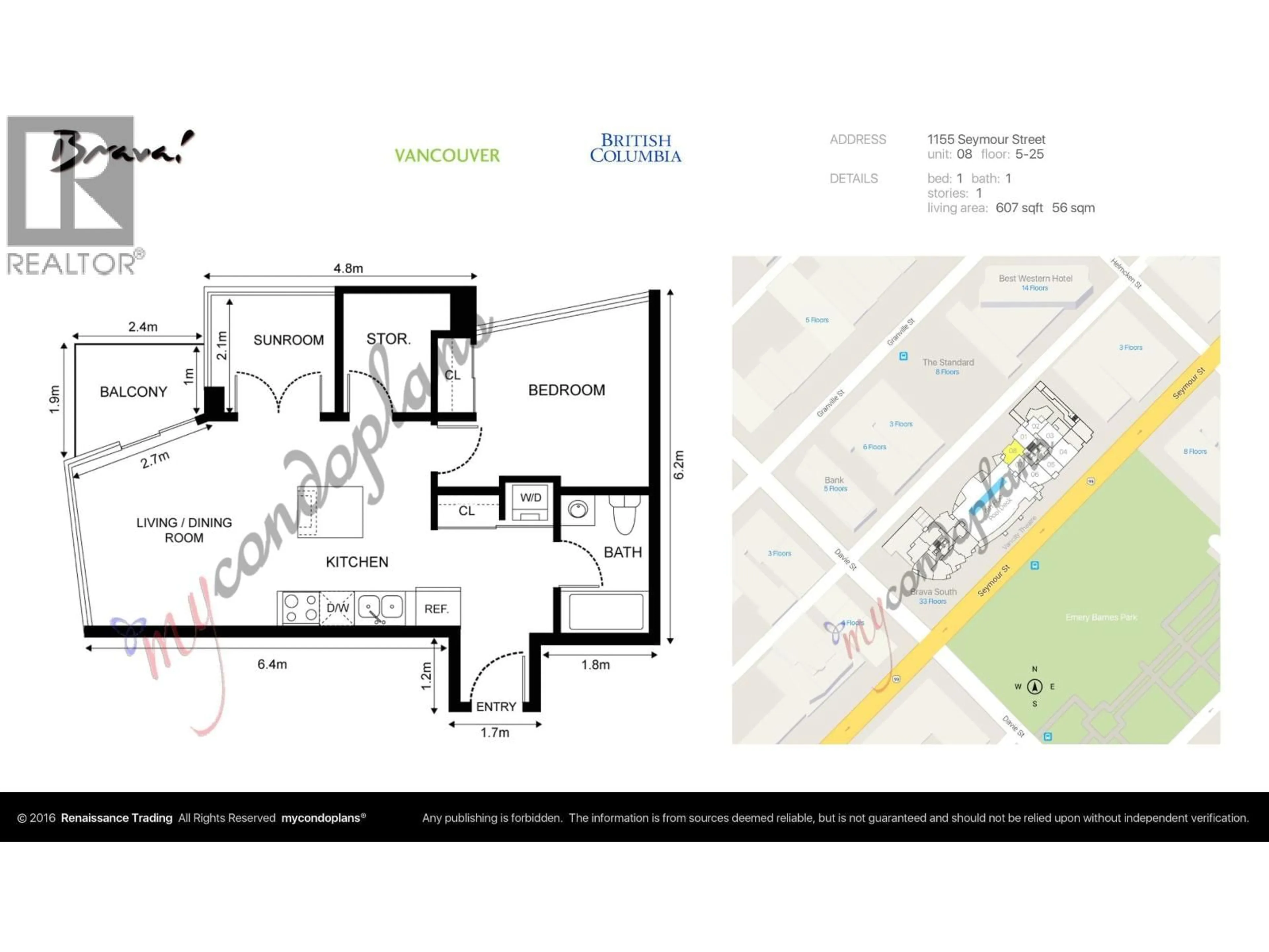Floor plan for 2508 - 1155 SEYMOUR STREET, Vancouver British Columbia V6B1K2