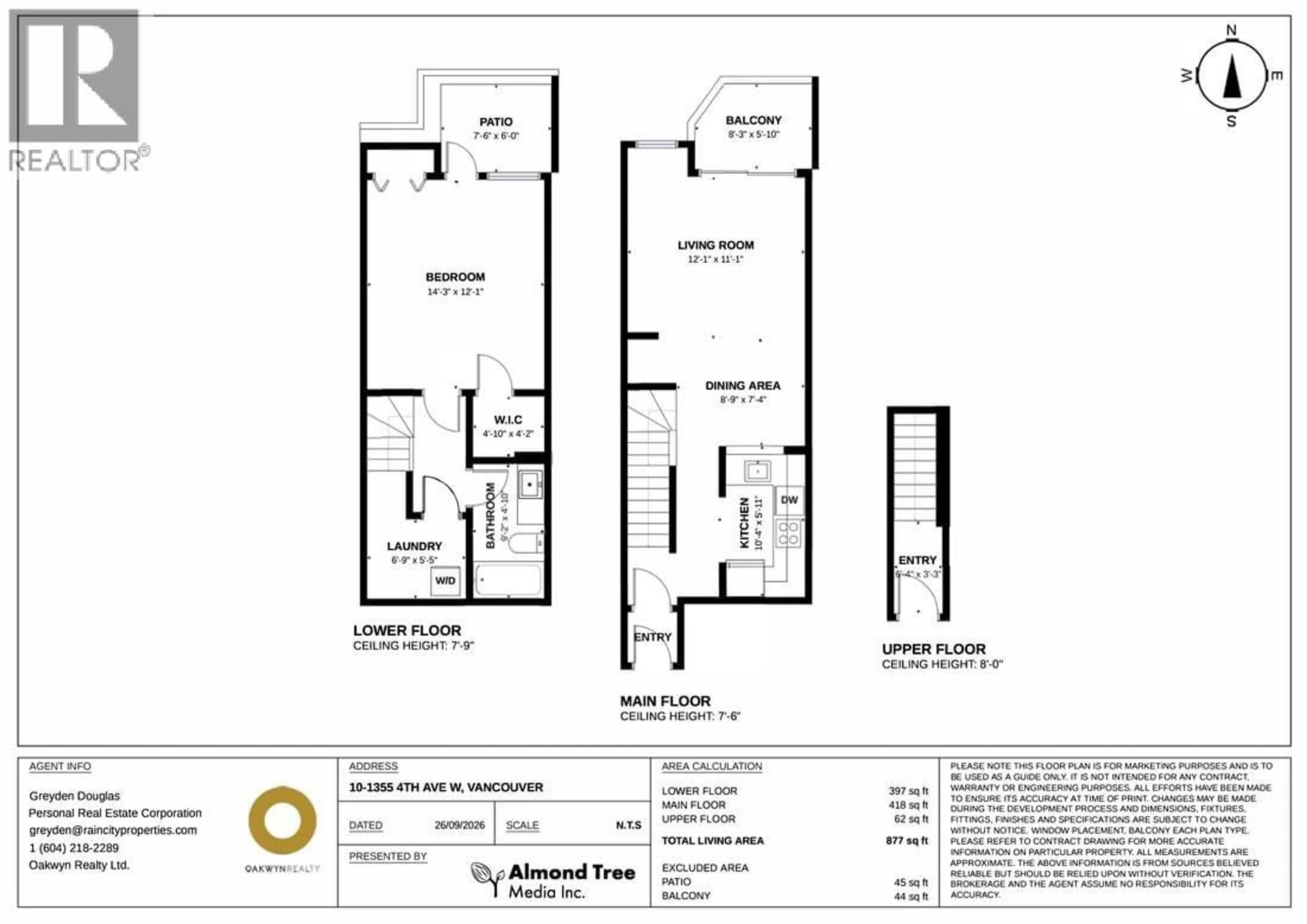 Floor plan for 10 - 1355 4TH AVENUE, Vancouver British Columbia V6H3Y8