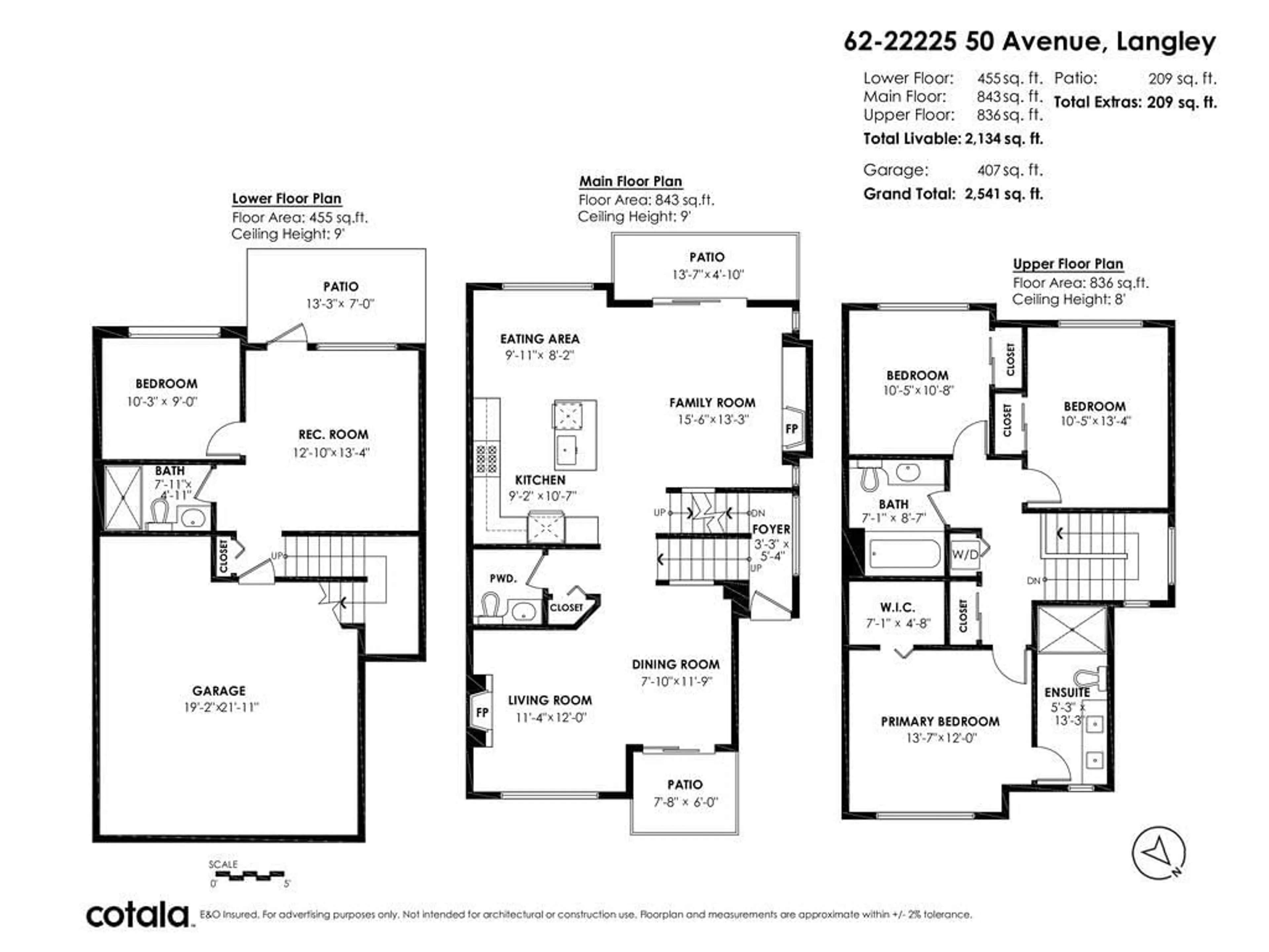 Floor plan for 62 - 22225 50 AVENUE, Langley British Columbia V2Y0G7