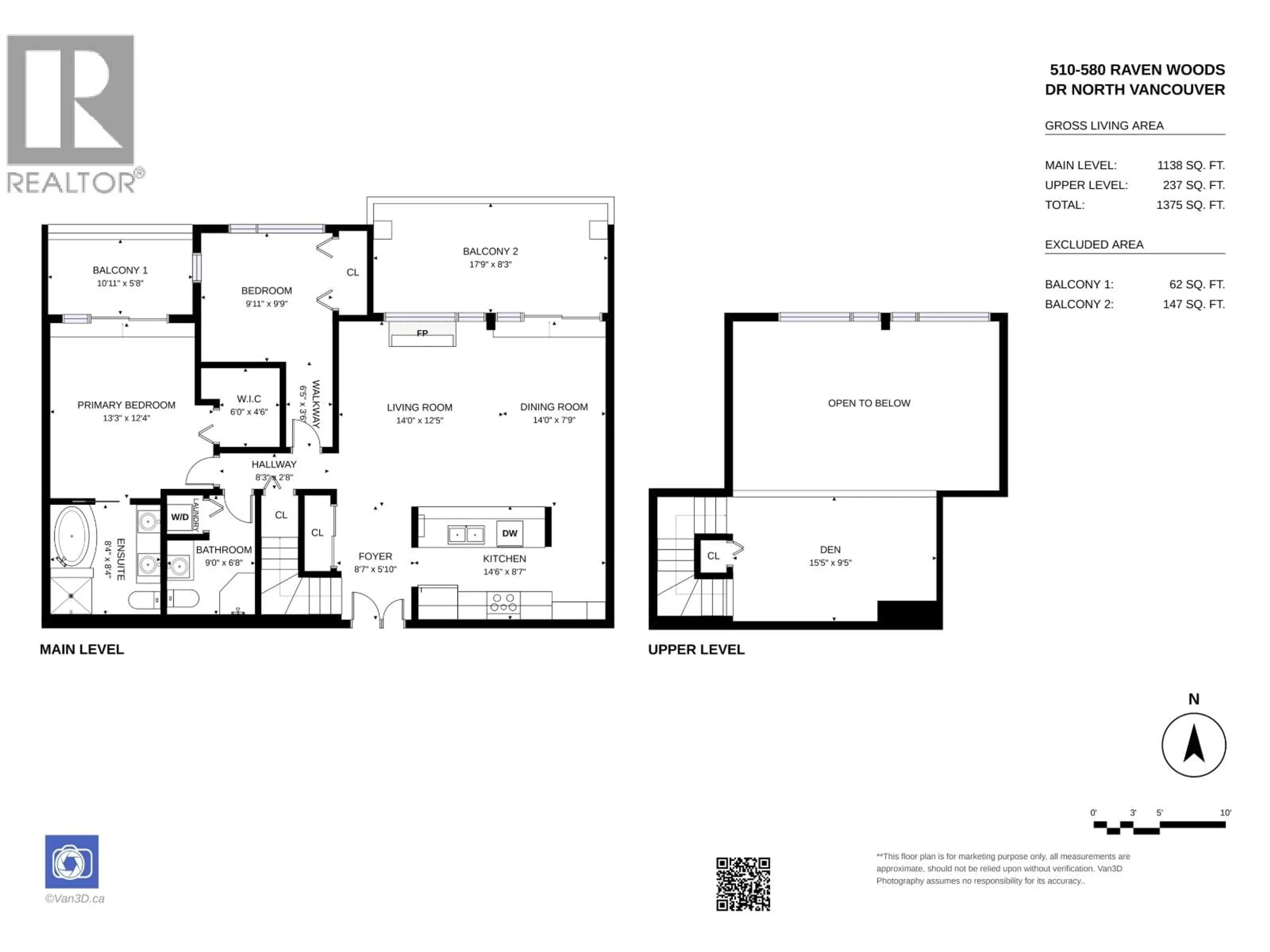 Floor plan for 510 - 580 RAVEN WOODS DRIVE, North Vancouver British Columbia V7G2T2