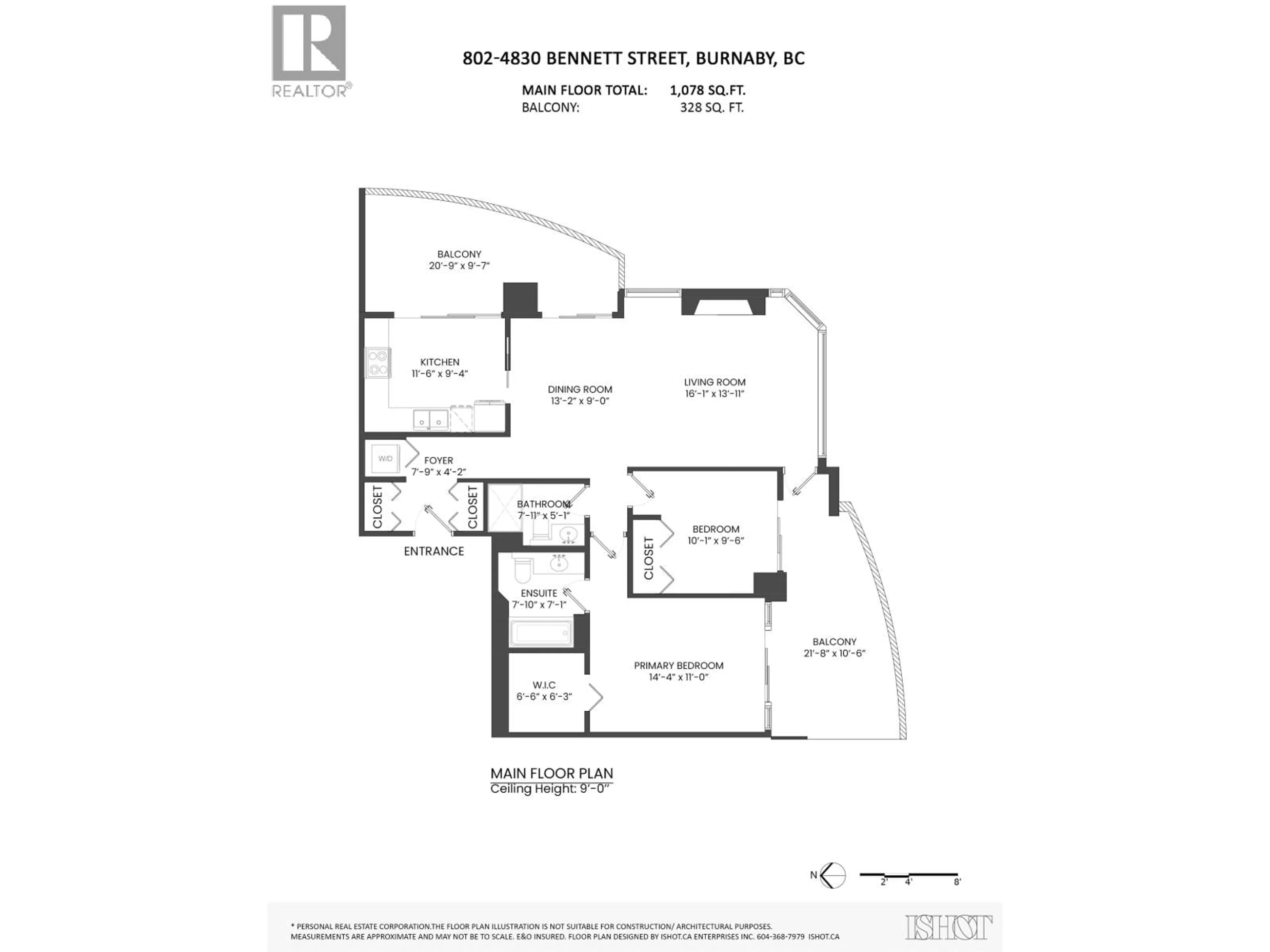 Floor plan for 802 - 4830 BENNETT STREET, Burnaby British Columbia V5H4P6