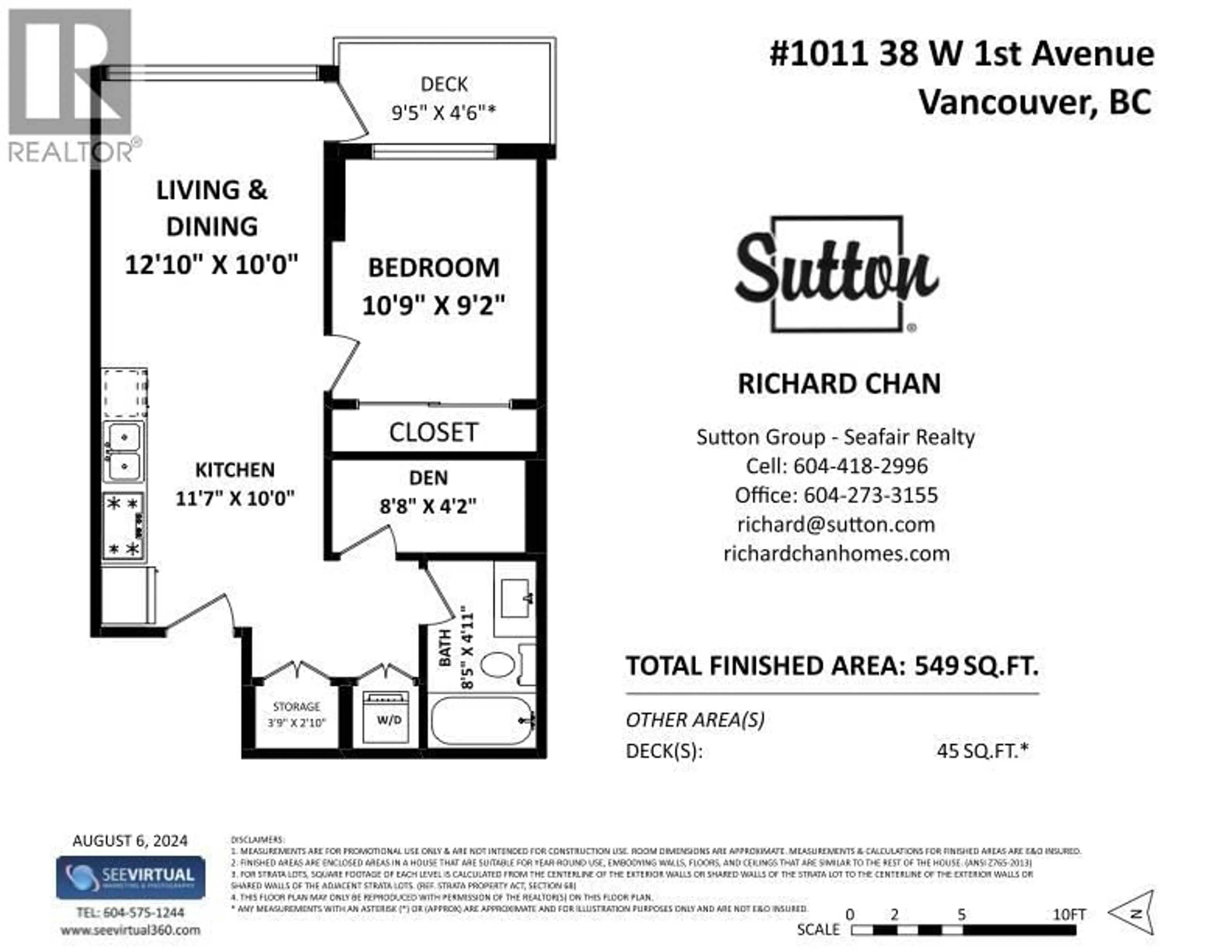 Floor plan for 1011 - 38 1ST AVENUE, Vancouver British Columbia V5Y0K3