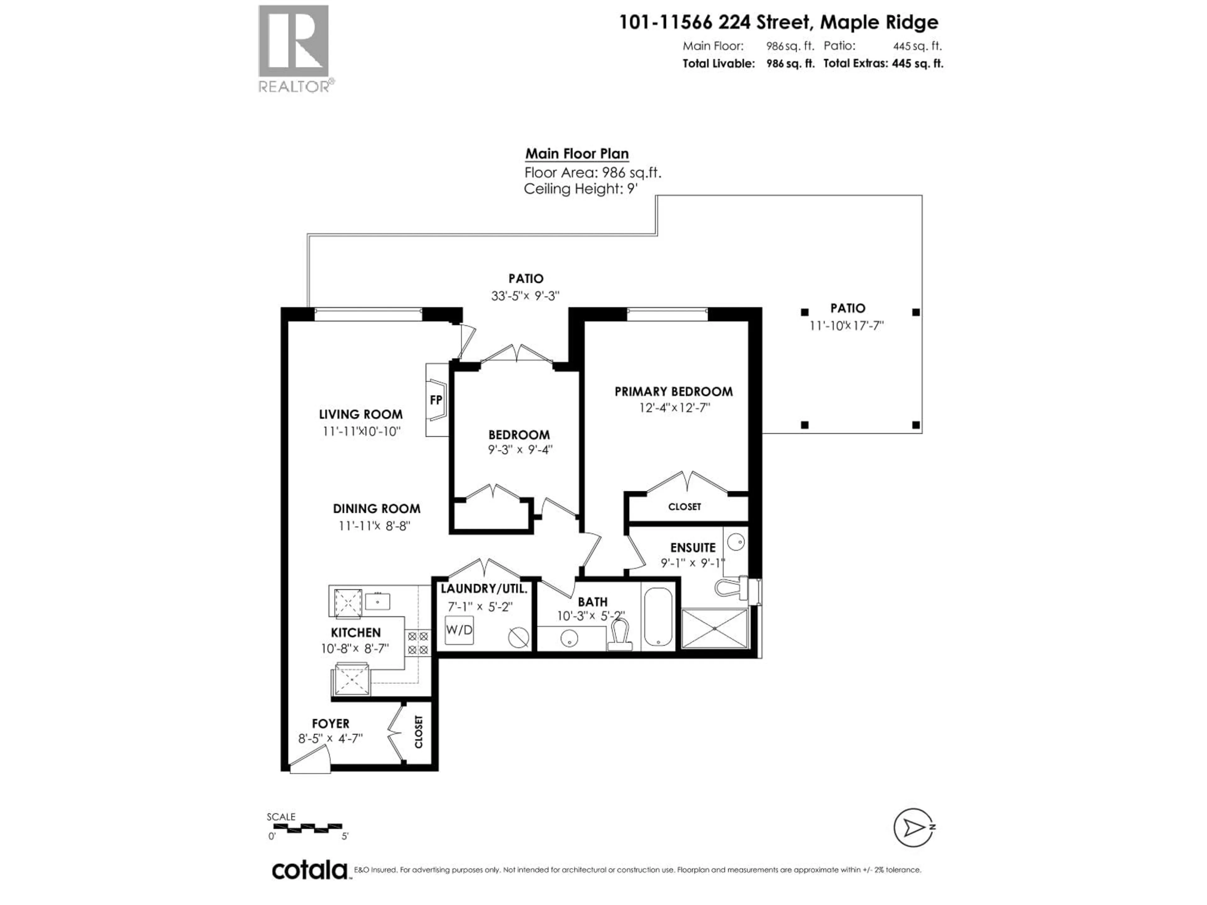 Floor plan for 101 - 11566 224 STREET, Maple Ridge British Columbia V2X9C9