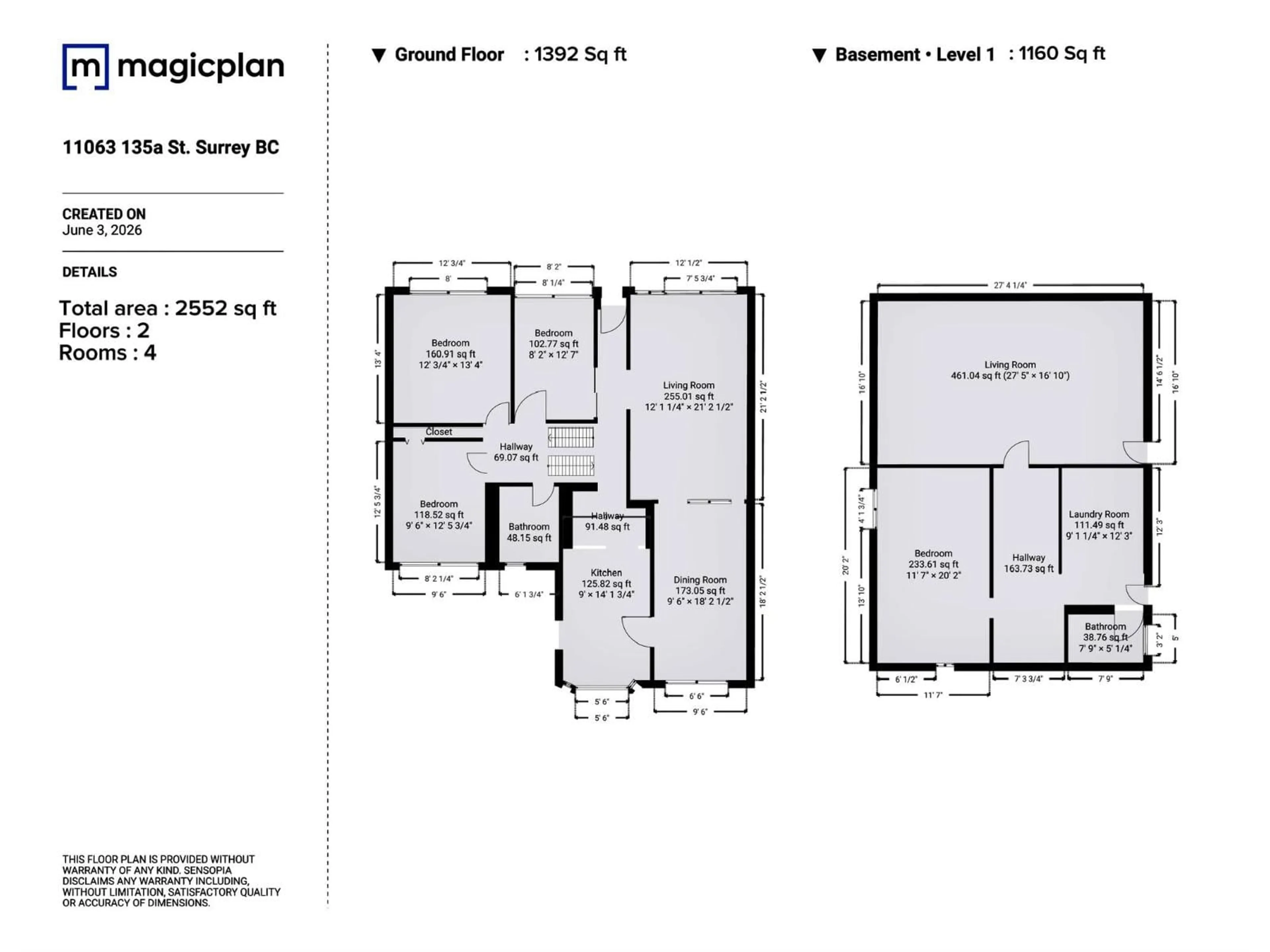 Floor plan for 11063 135A STREET, Surrey British Columbia V3R3A6