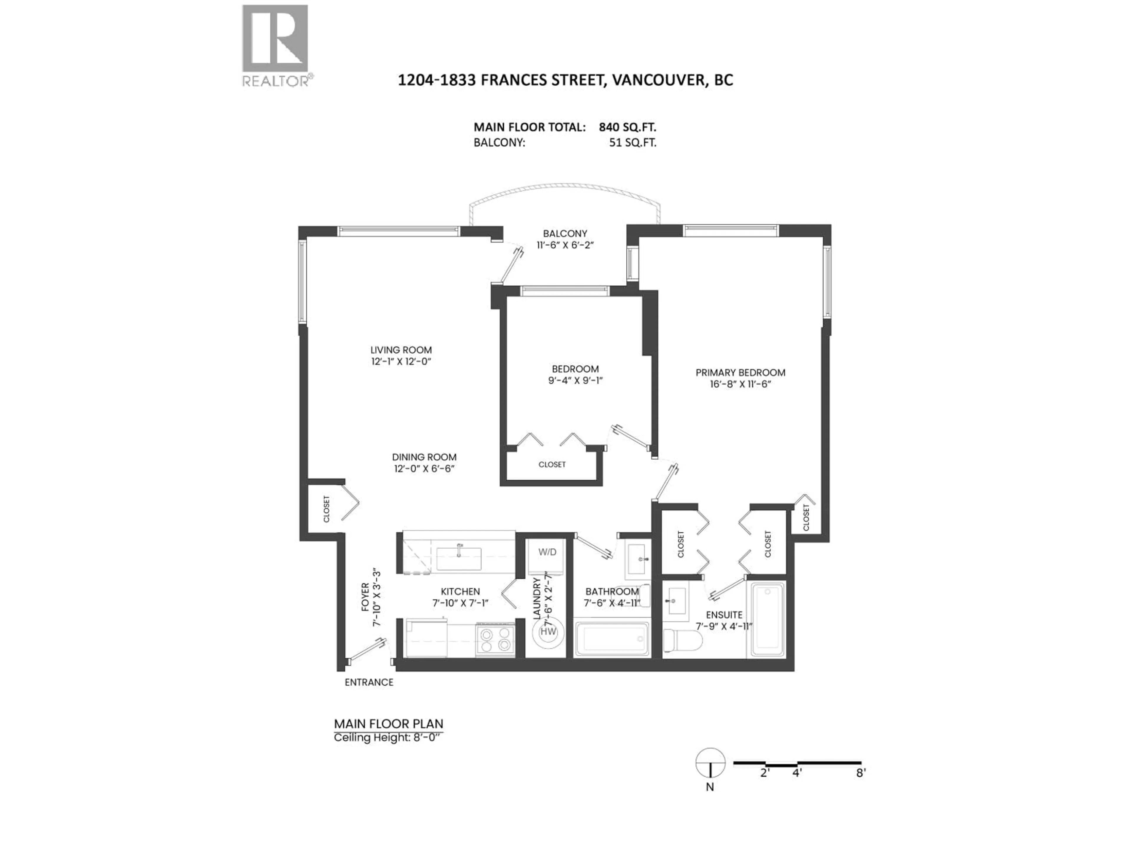 Floor plan for 1204 - 1833 FRANCES STREET, Vancouver British Columbia V5L1Z8