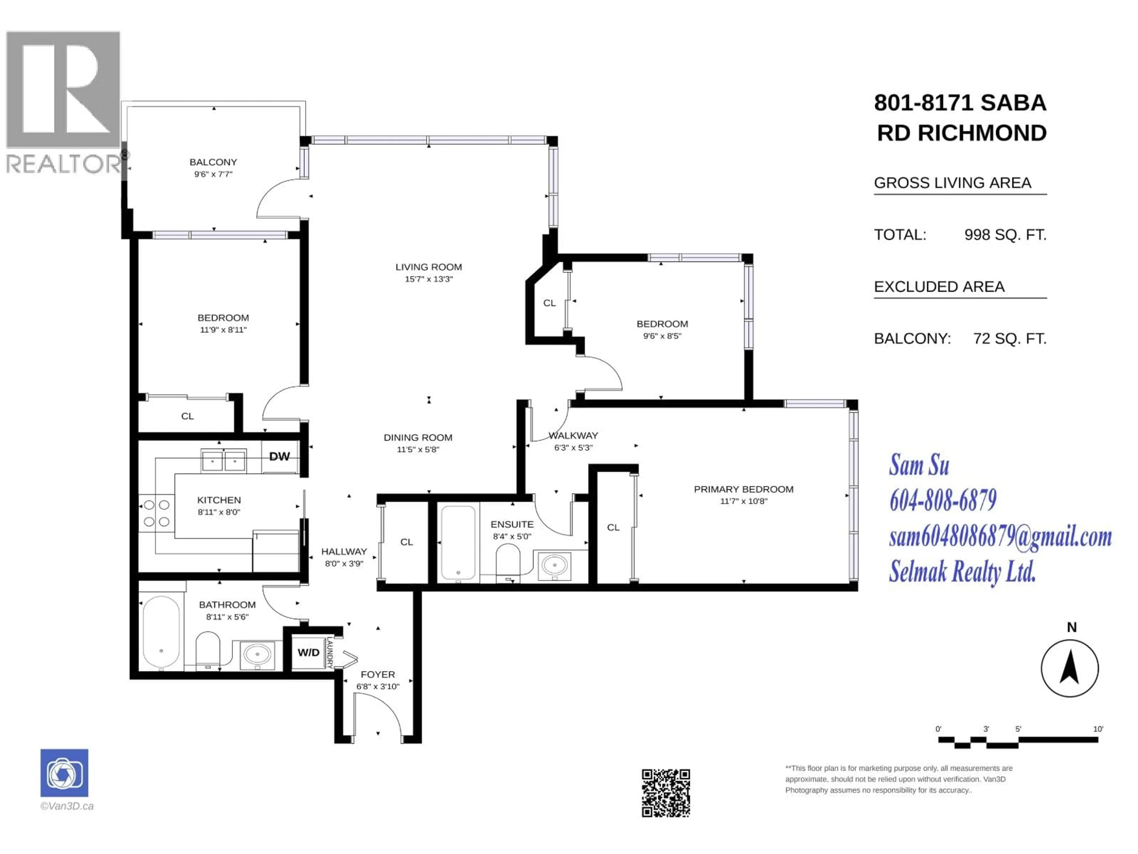 Floor plan for 801 - 8171 SABA ROAD, Richmond British Columbia V6Y4B3