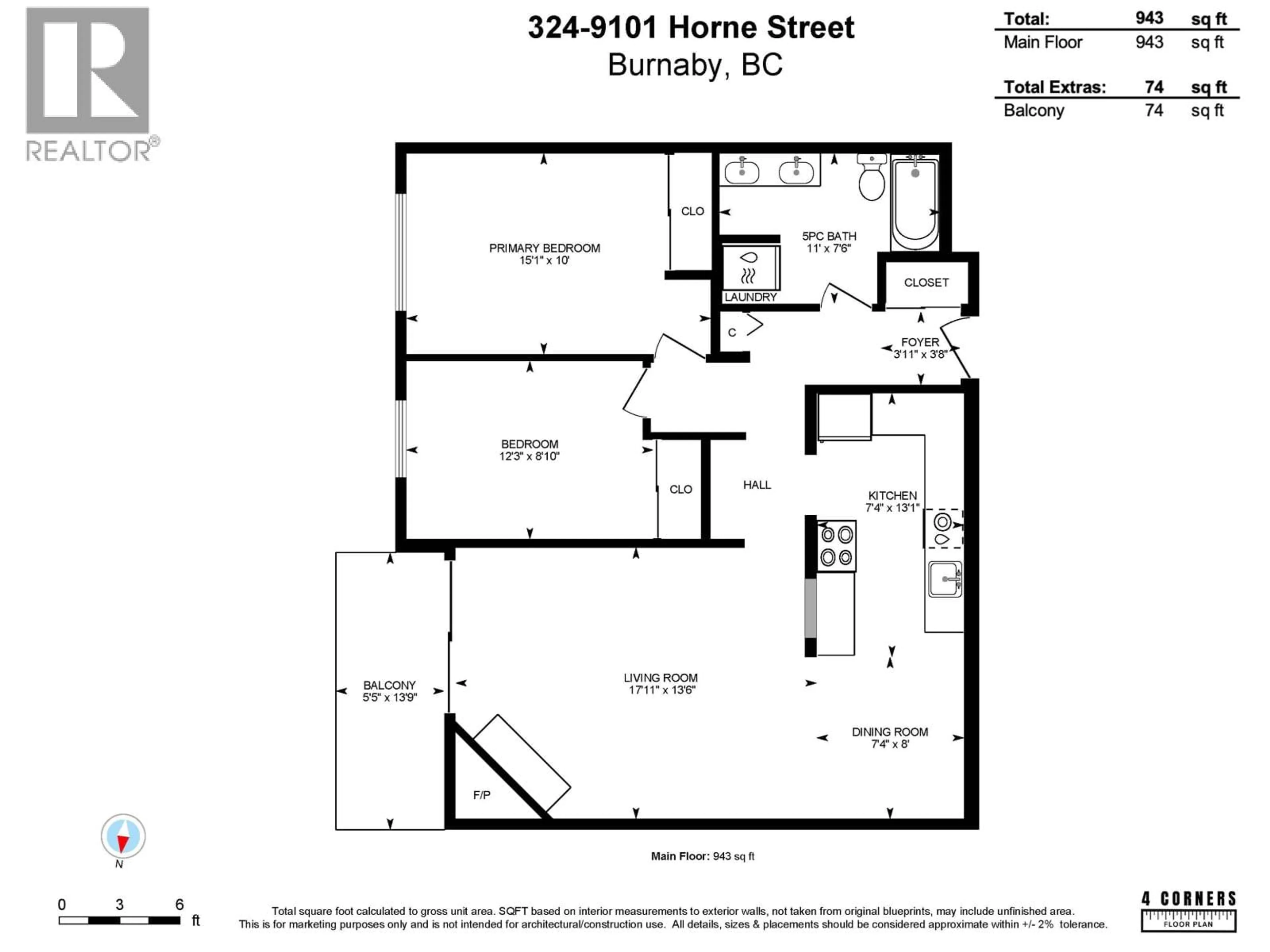 Floor plan for 324 - 9101 HORNE STREET, Burnaby British Columbia V3N4M3