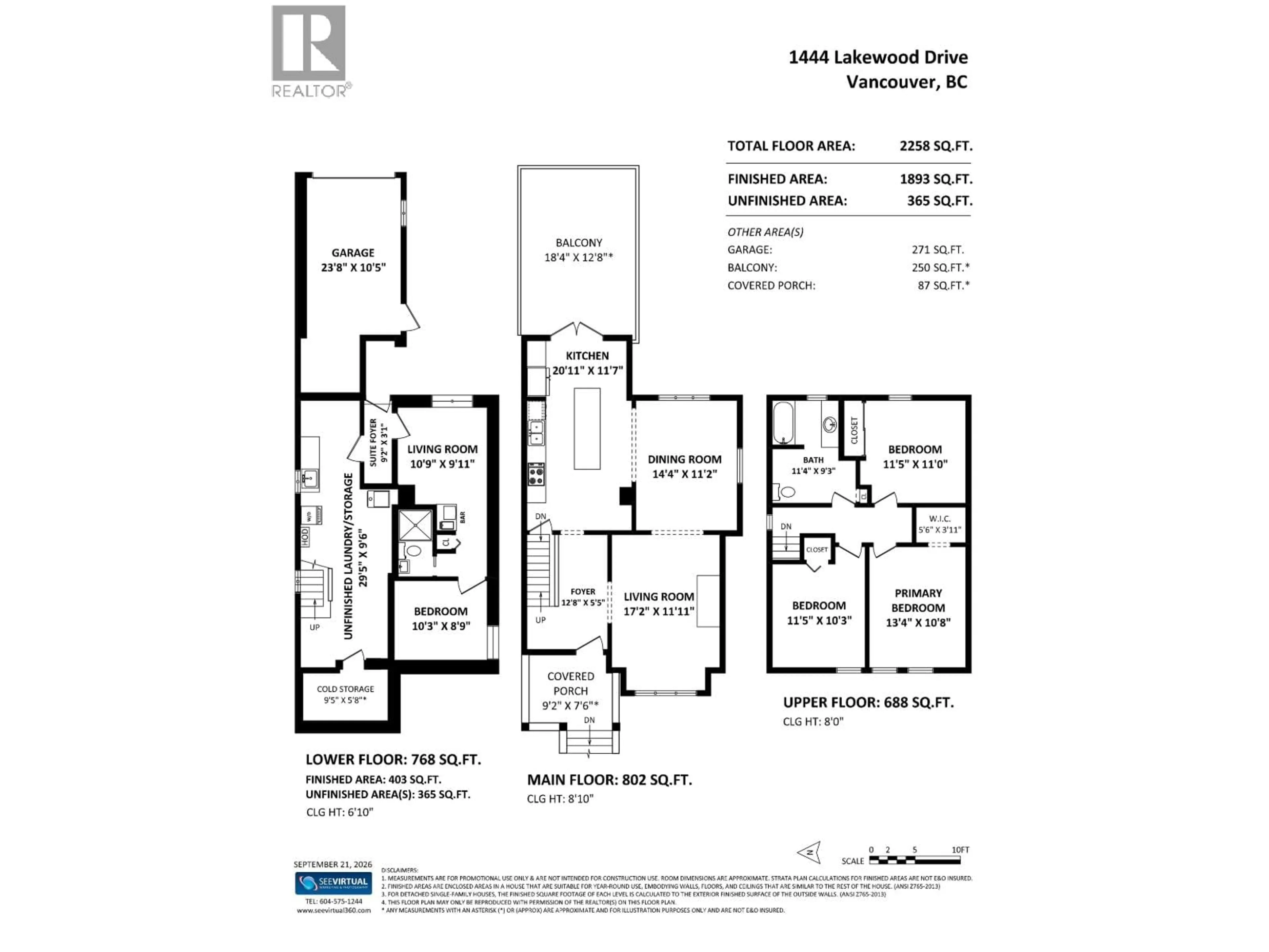 Floor plan for 1444 LAKEWOOD DRIVE, Vancouver British Columbia V5L4M8