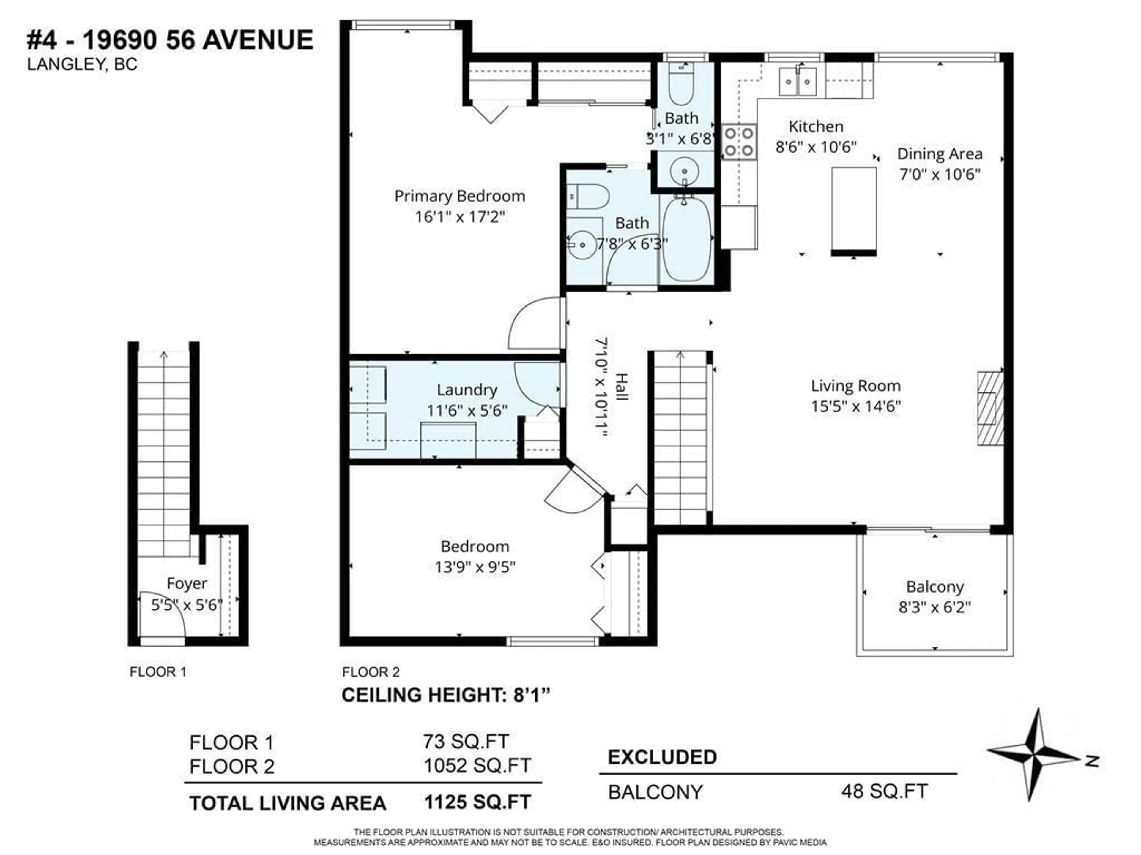Floor plan for 4 - 19690 56 AVENUE, Langley British Columbia V3A3X6