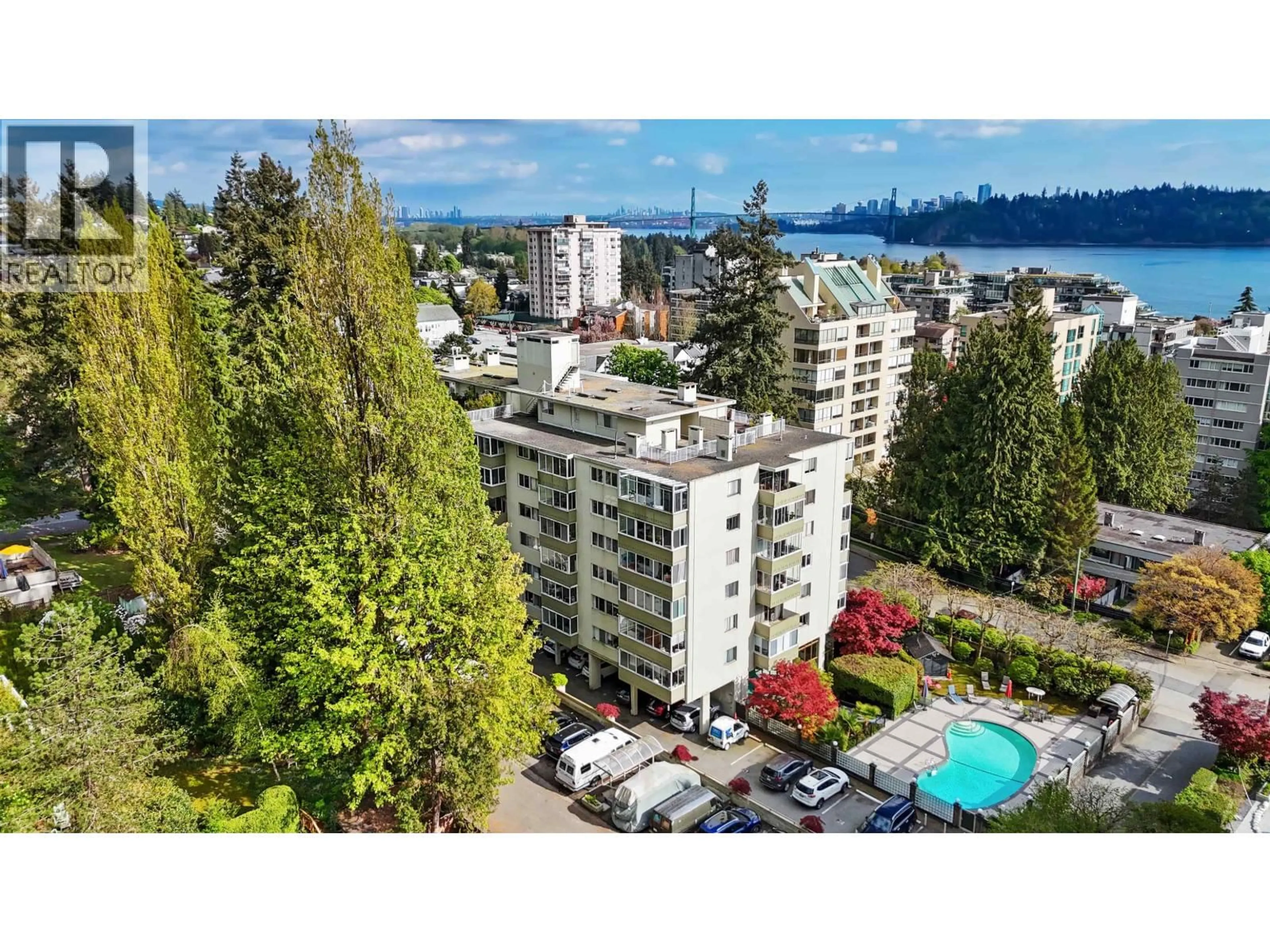 A pic from outside/outdoor area/front of a property/back of a property/a pic from drone, water/lake/river/ocean view for 212 - 1425 ESQUIMALT AVENUE, West Vancouver British Columbia V7T1L1