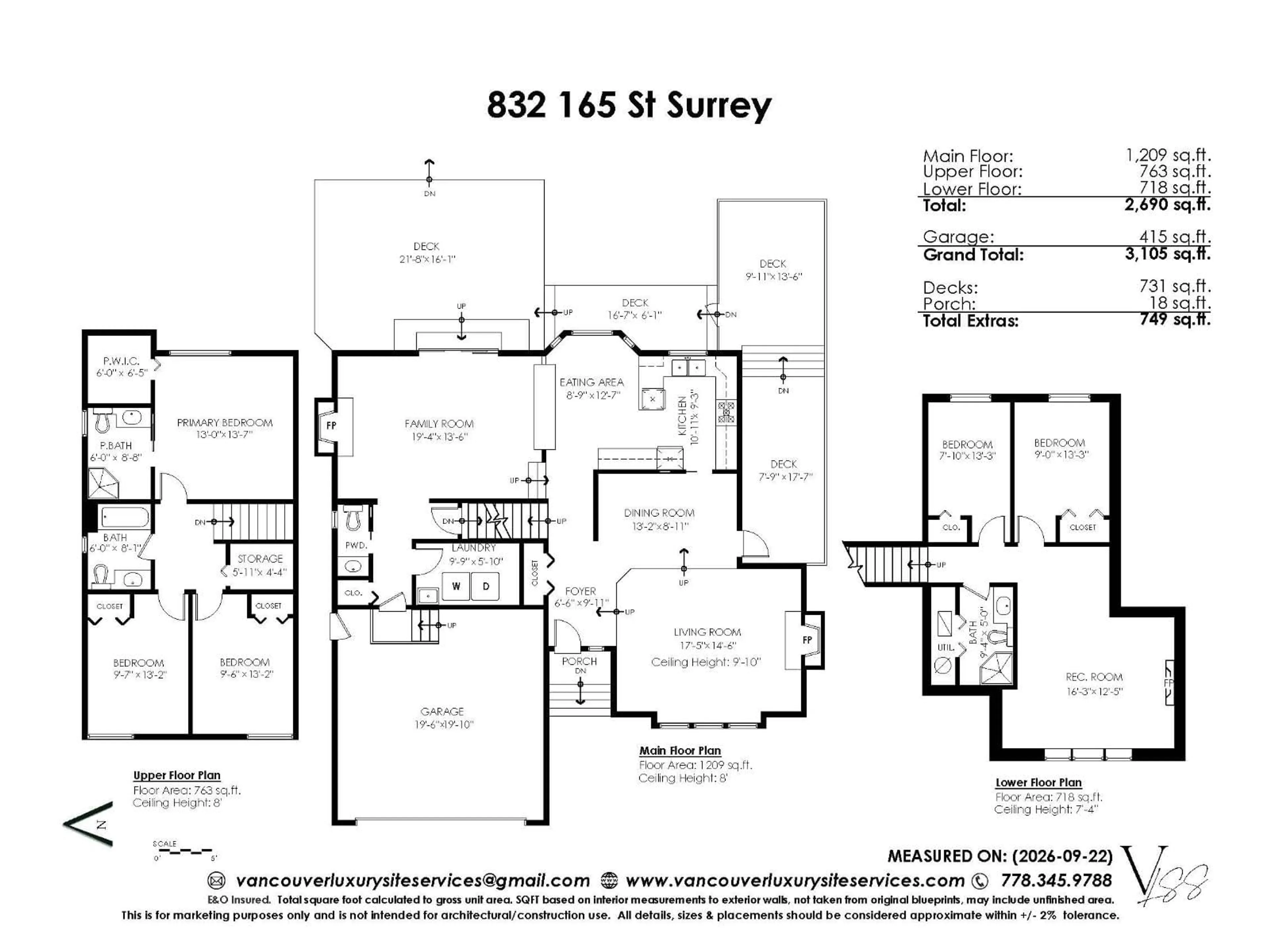 Floor plan for 832 165 STREET, Surrey British Columbia V4A9B9