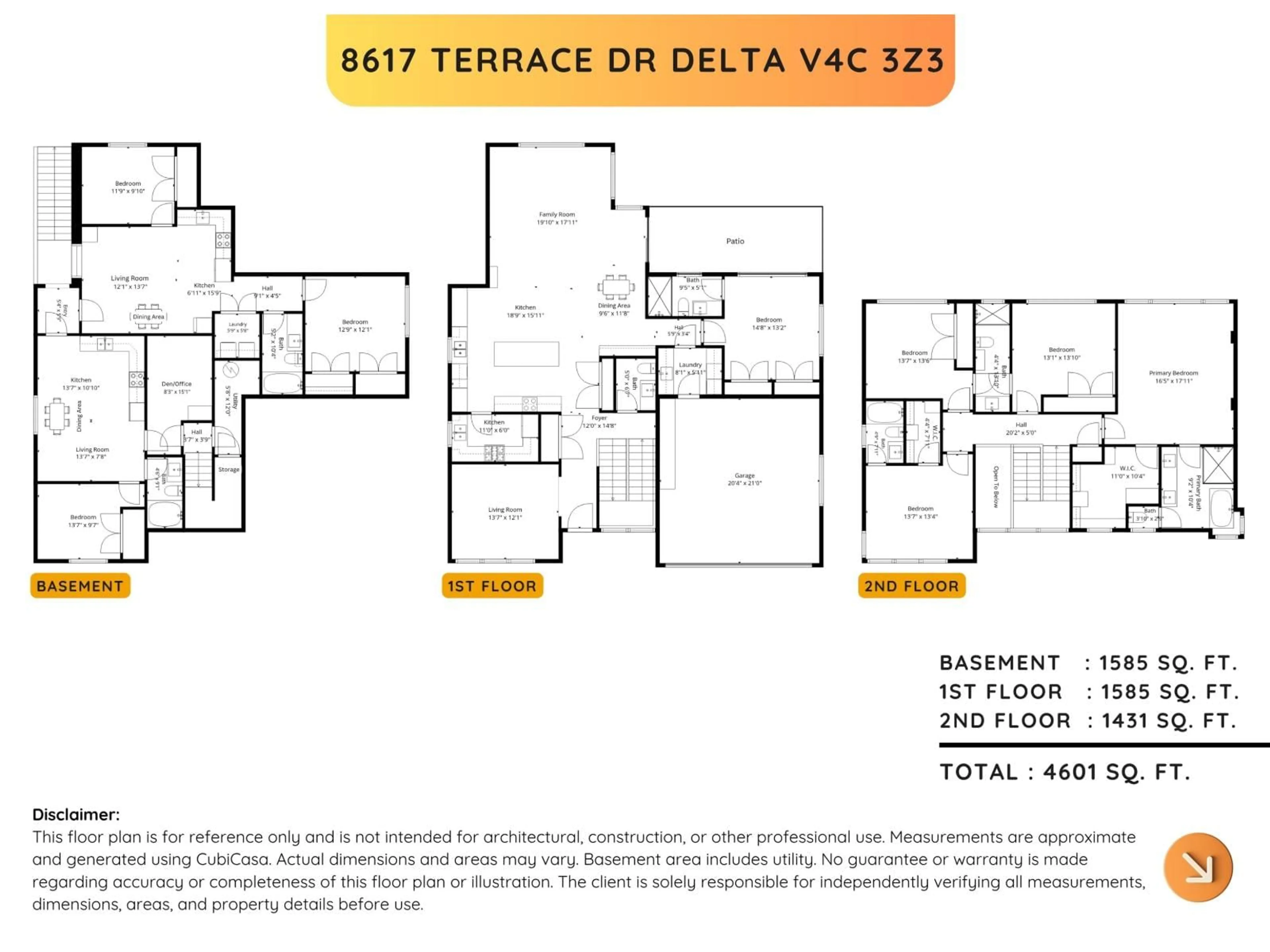 Floor plan for 8617 TERRACE DRIVE, Delta British Columbia V4C3Z3