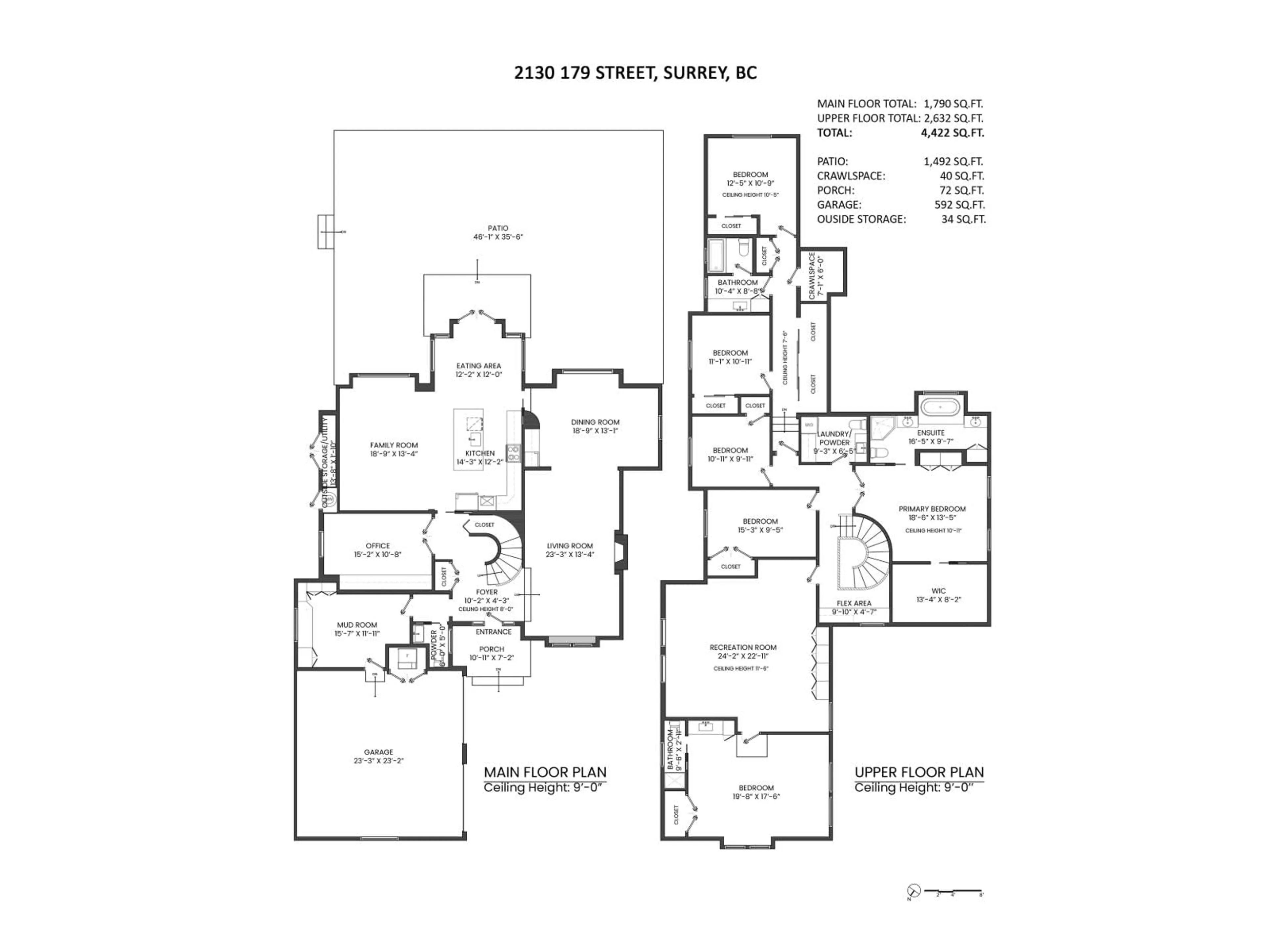 Floor plan for 2130 179 STREET, Surrey British Columbia V3Z9V6