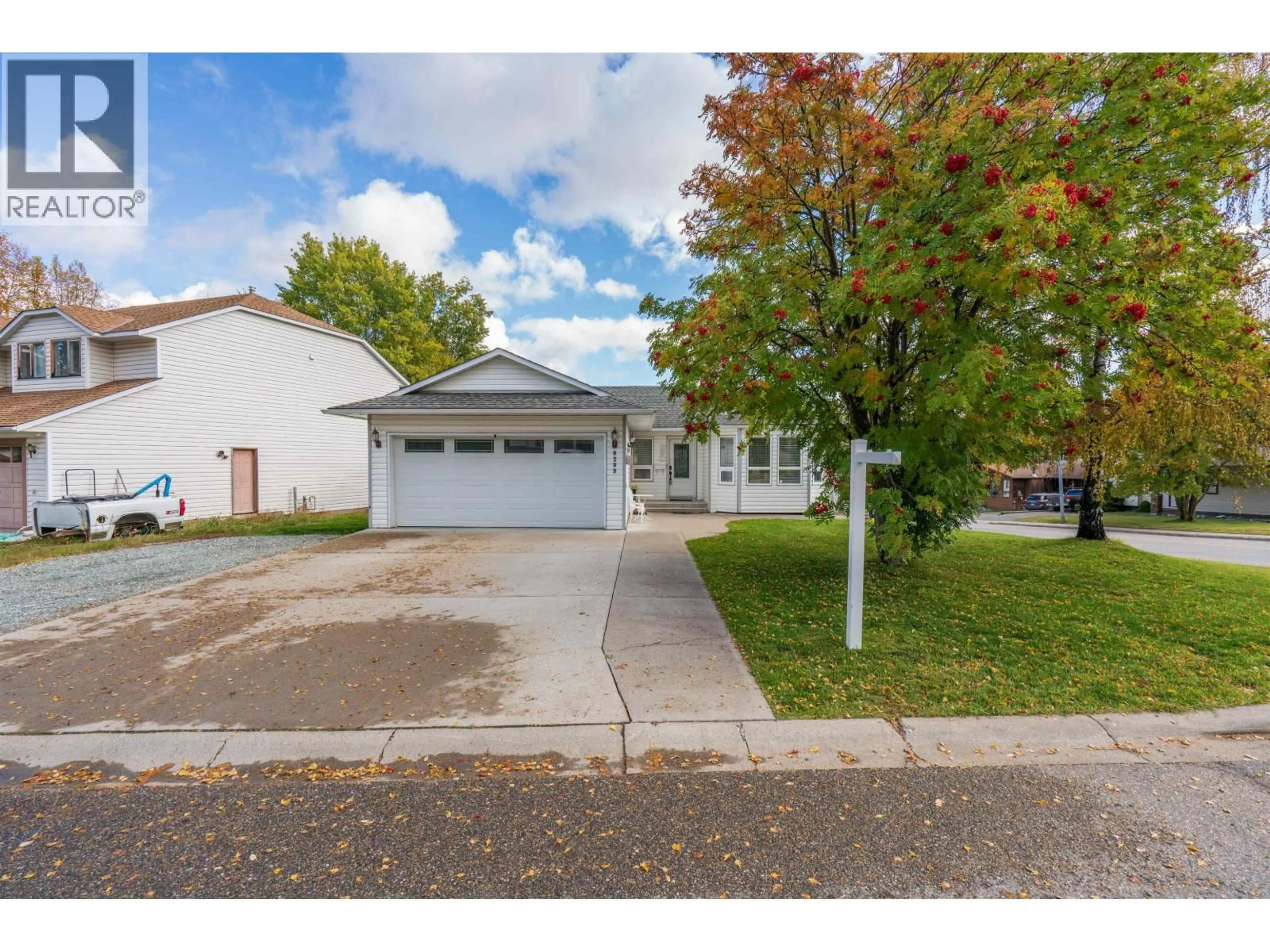 Home with vinyl exterior material, street for 8299 ST. JOHN CRESCENT, Prince George British Columbia V2N4H6