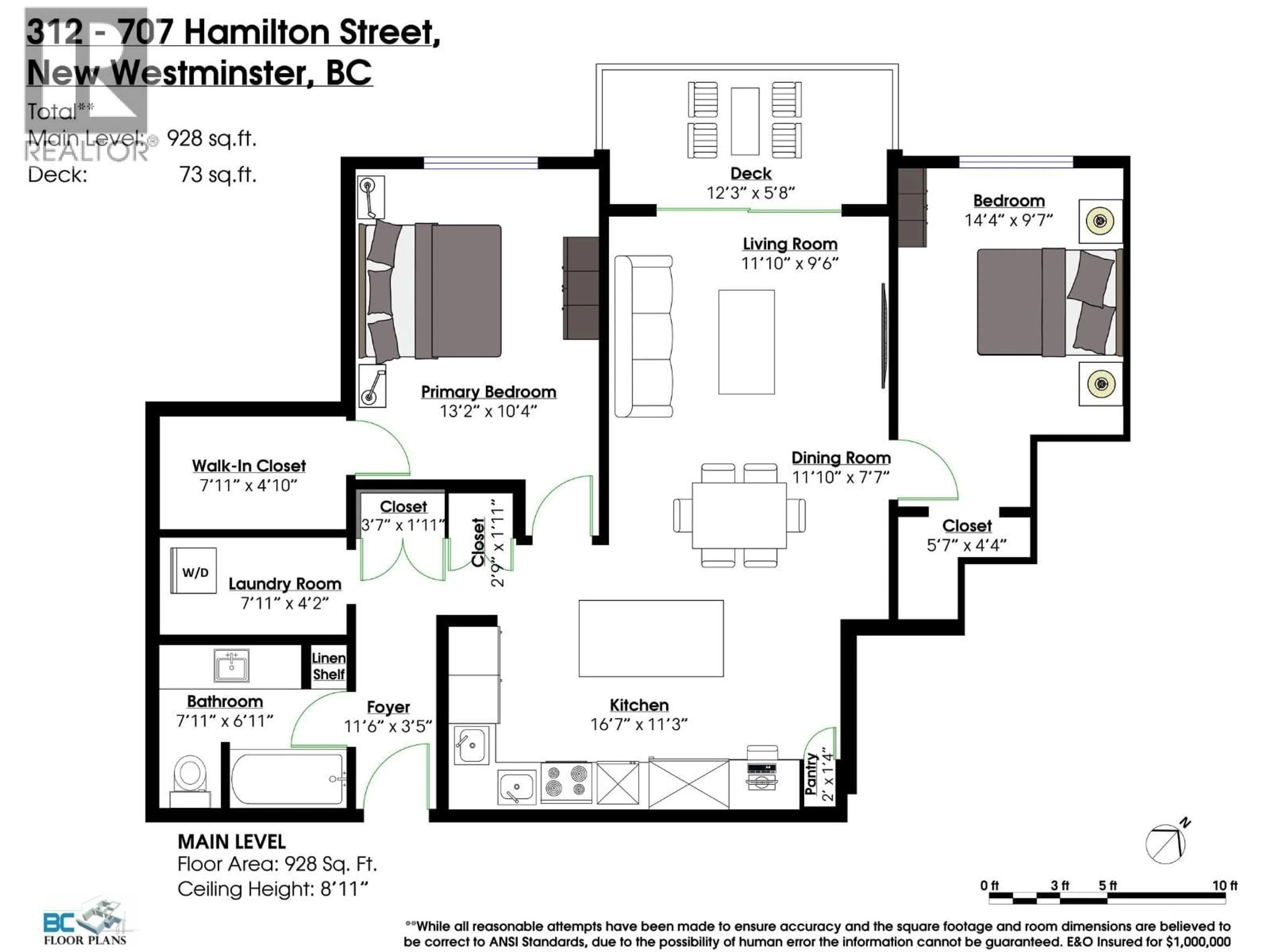 Floor plan for 312 - 707 HAMILTON STREET, New Westminster British Columbia V3M2M7