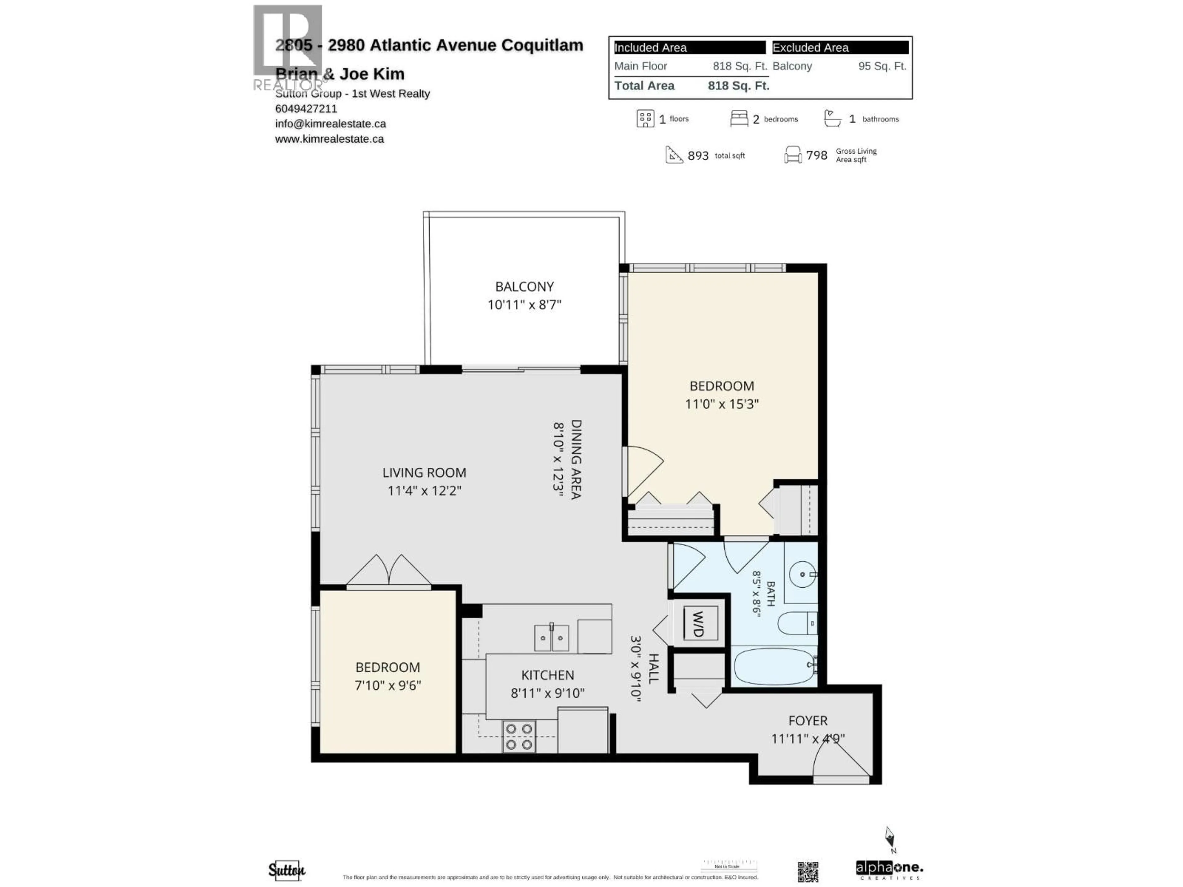 Floor plan for 2805 - 2980 ATLANTIC AVENUE, Coquitlam British Columbia V3B0G2