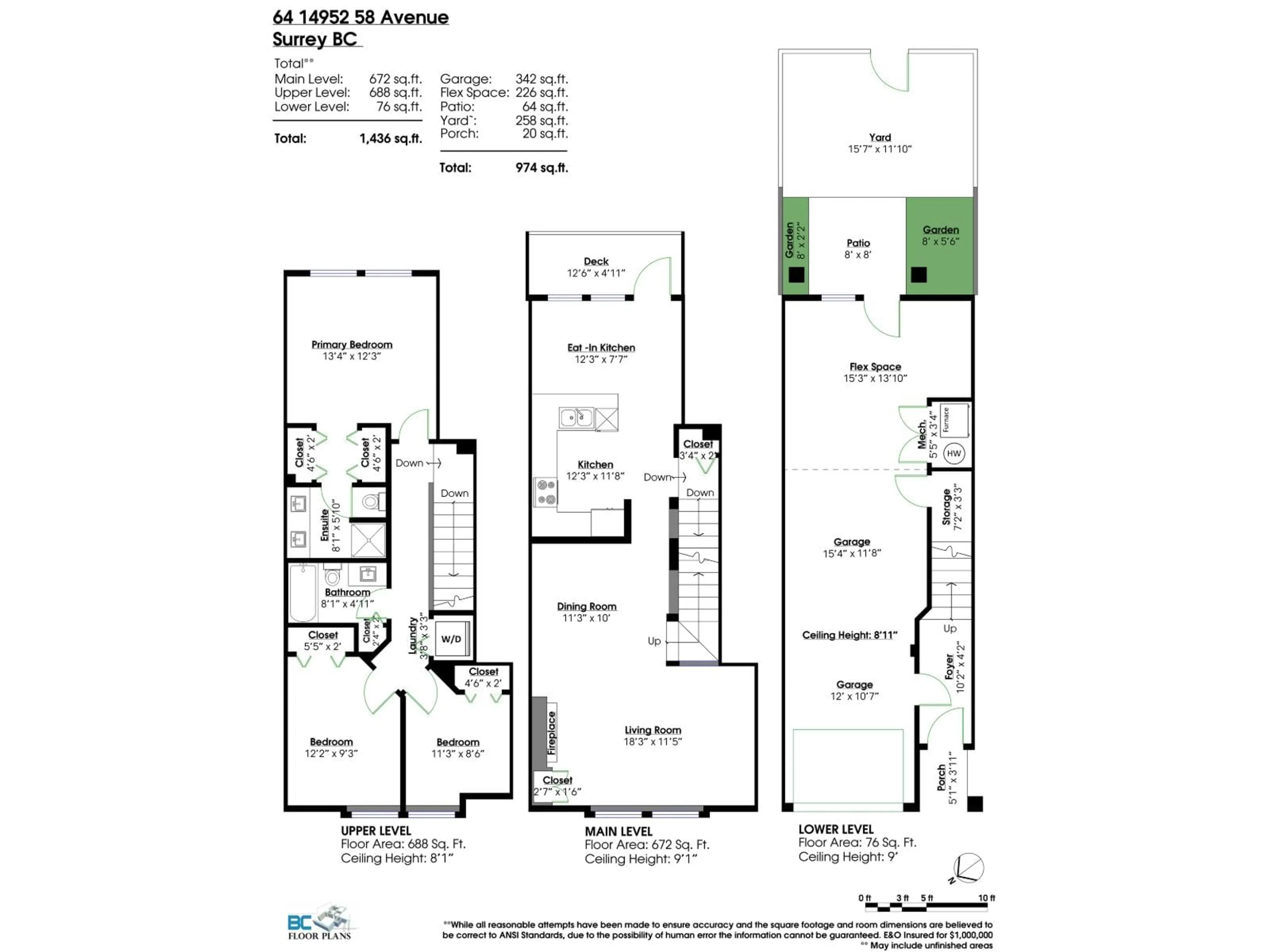 Floor plan for 64 - 14952 58 AVENUE, Surrey British Columbia V3S9J2