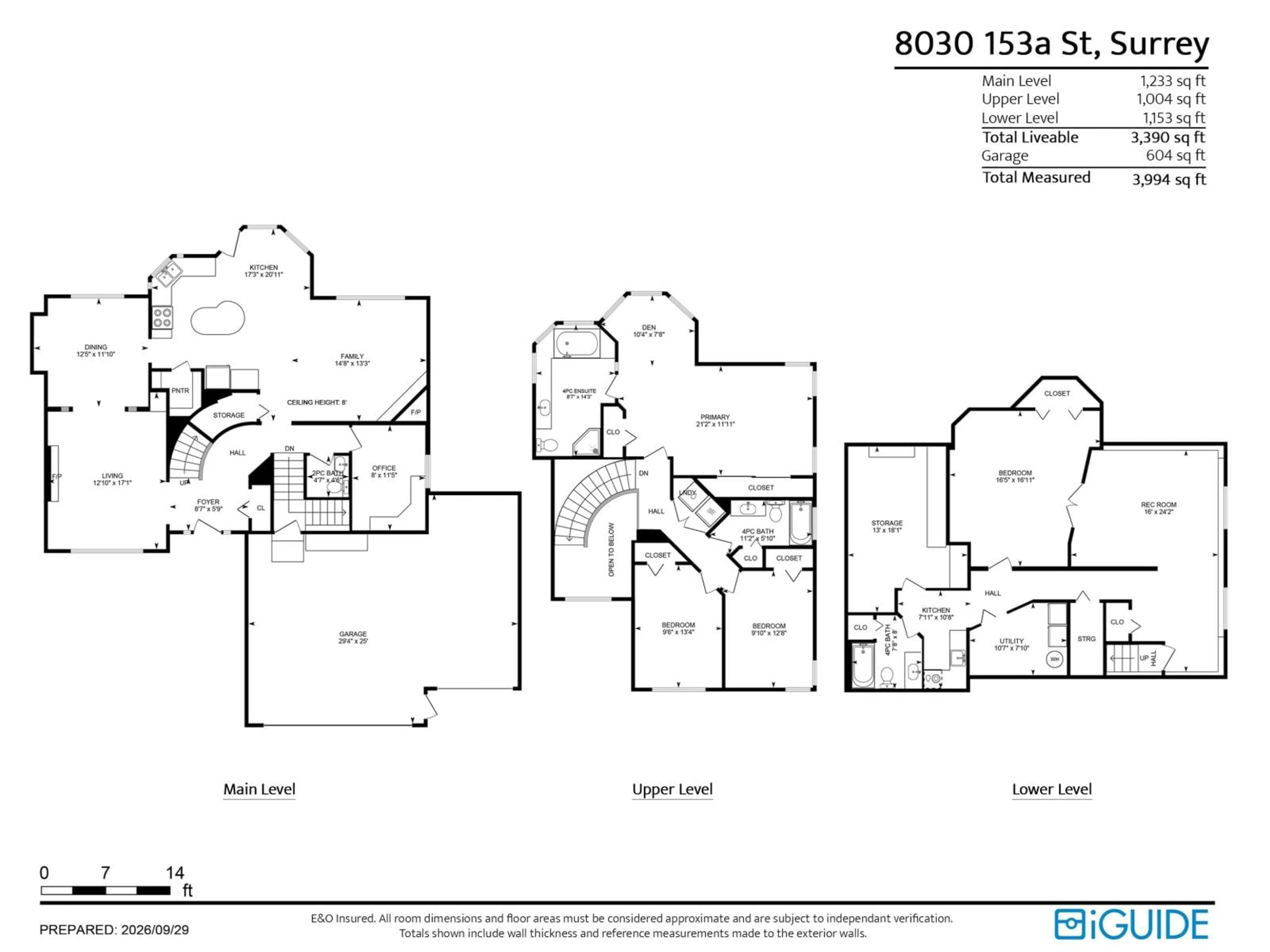 Floor plan for 8030 153A STREET, Surrey British Columbia V3S7X7