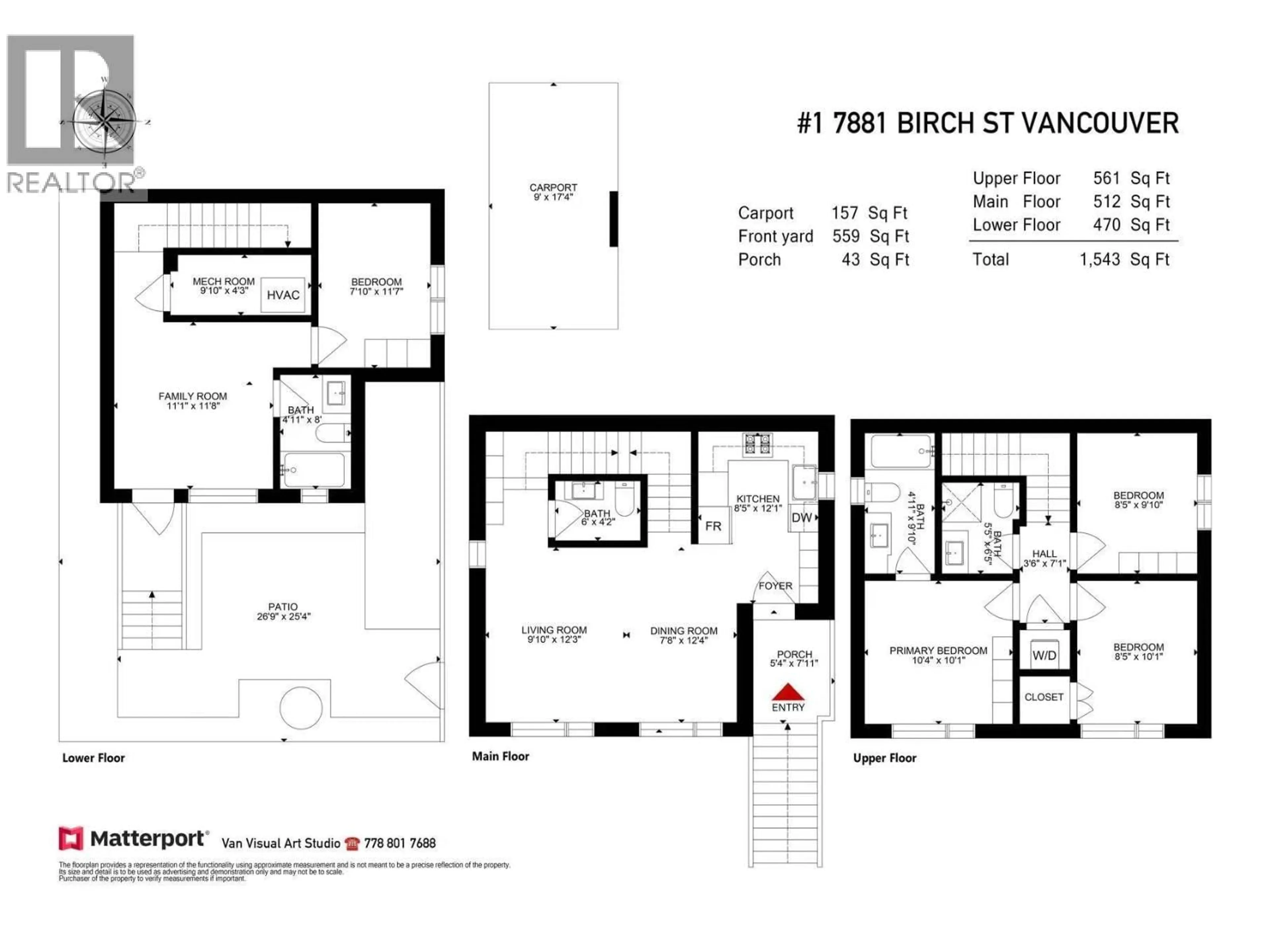 Floor plan for 1 - 7881 BIRCH STREET, Vancouver British Columbia V6P4R8