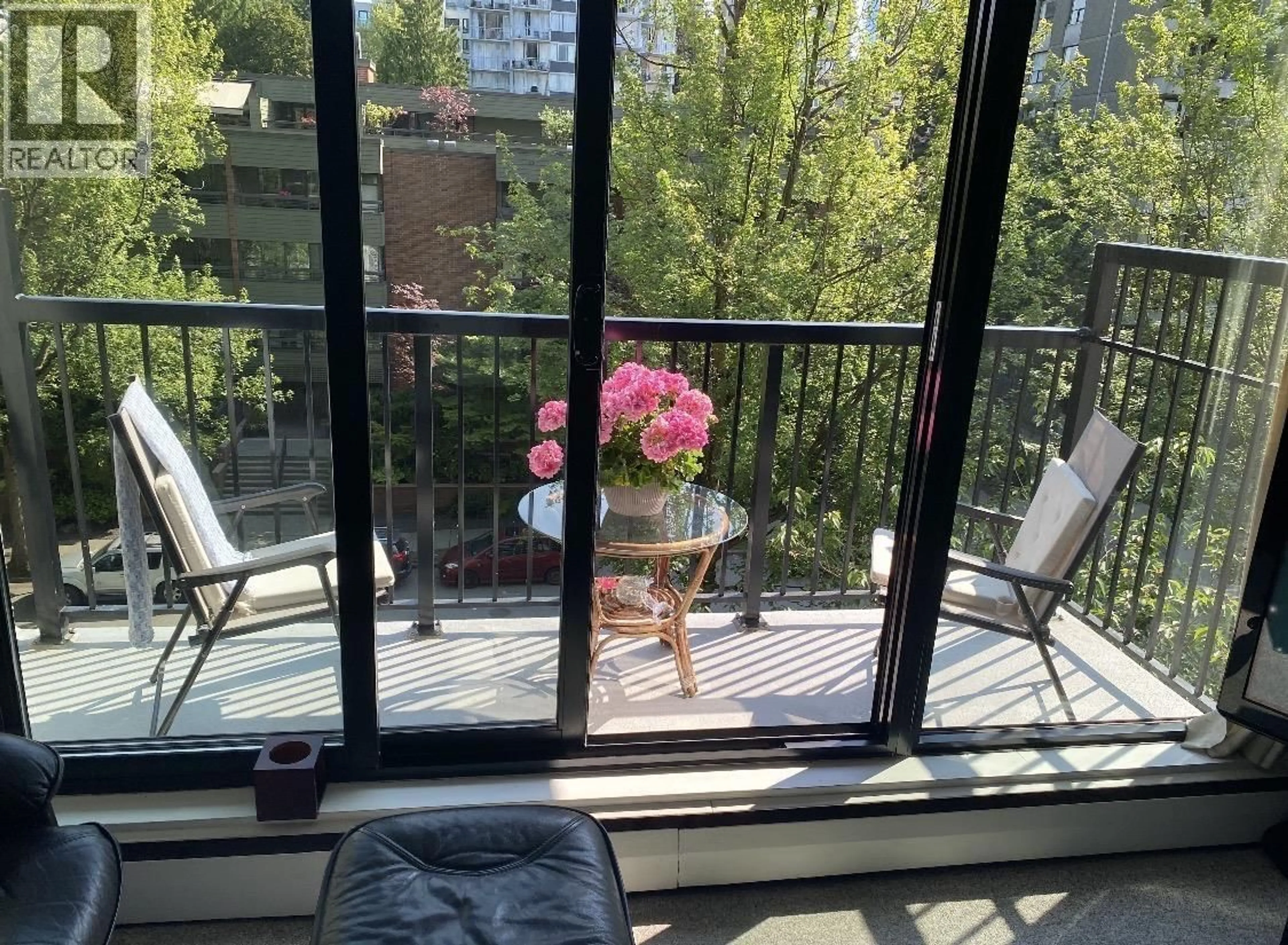 Balcony in the apartment, city buildings view from balcony for 503 - 1330 HARWOOD STREET, Vancouver British Columbia V6E1S8