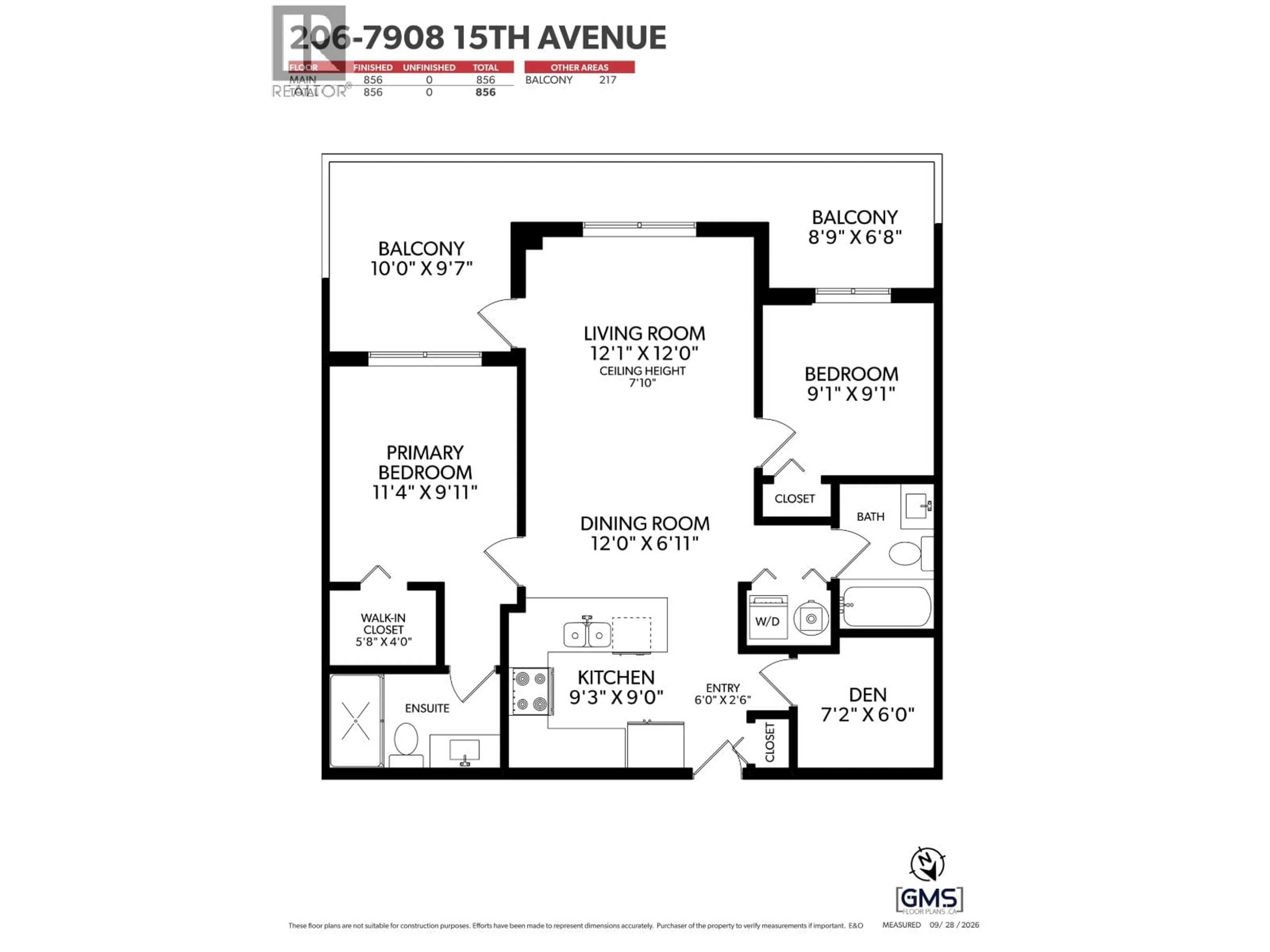 Floor plan for 206 - 7908 15TH AVENUE, Burnaby British Columbia V3N0G6