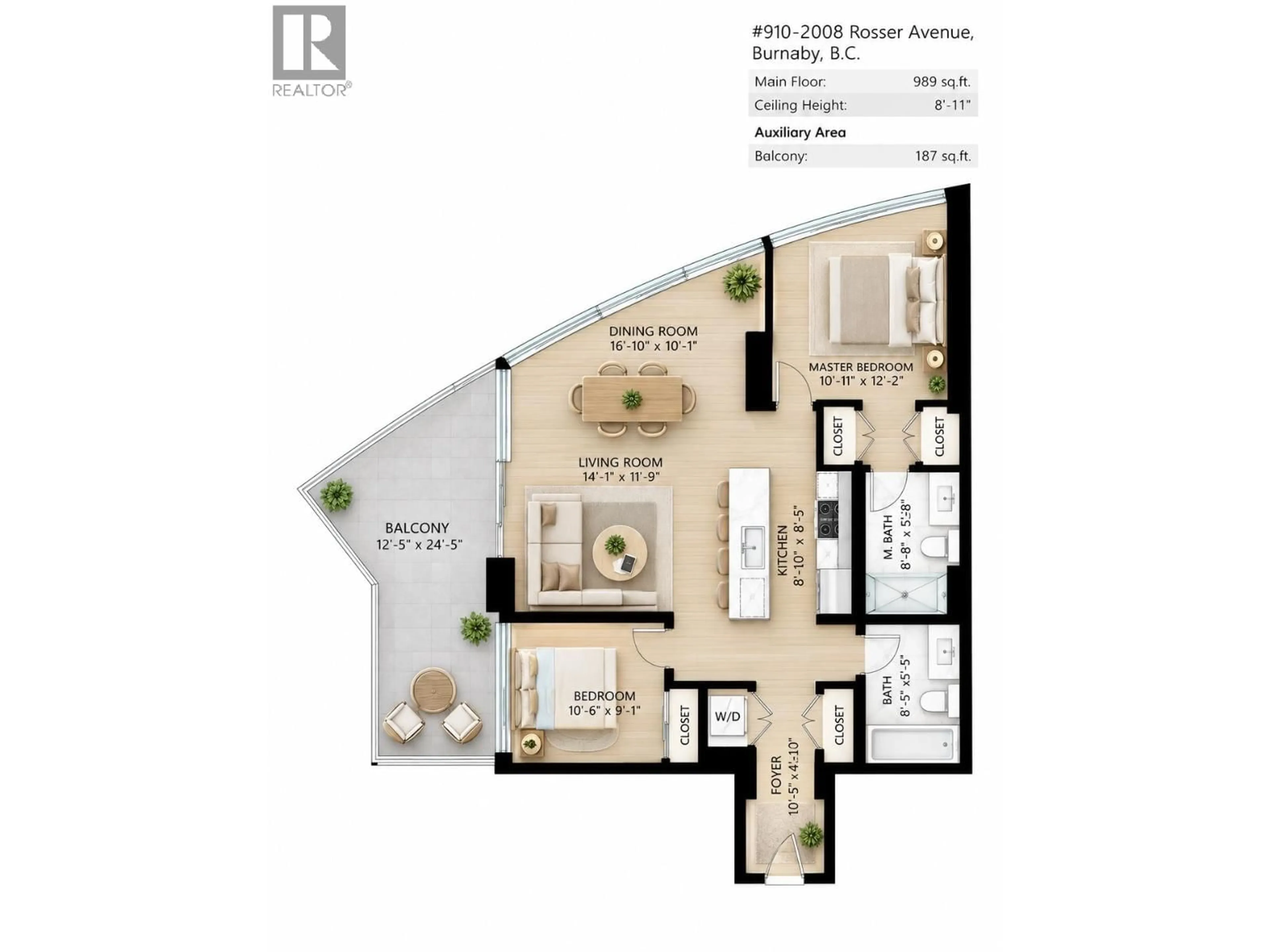 Floor plan for 910 - 2008 ROSSER AVENUE, Burnaby British Columbia V5C0H8