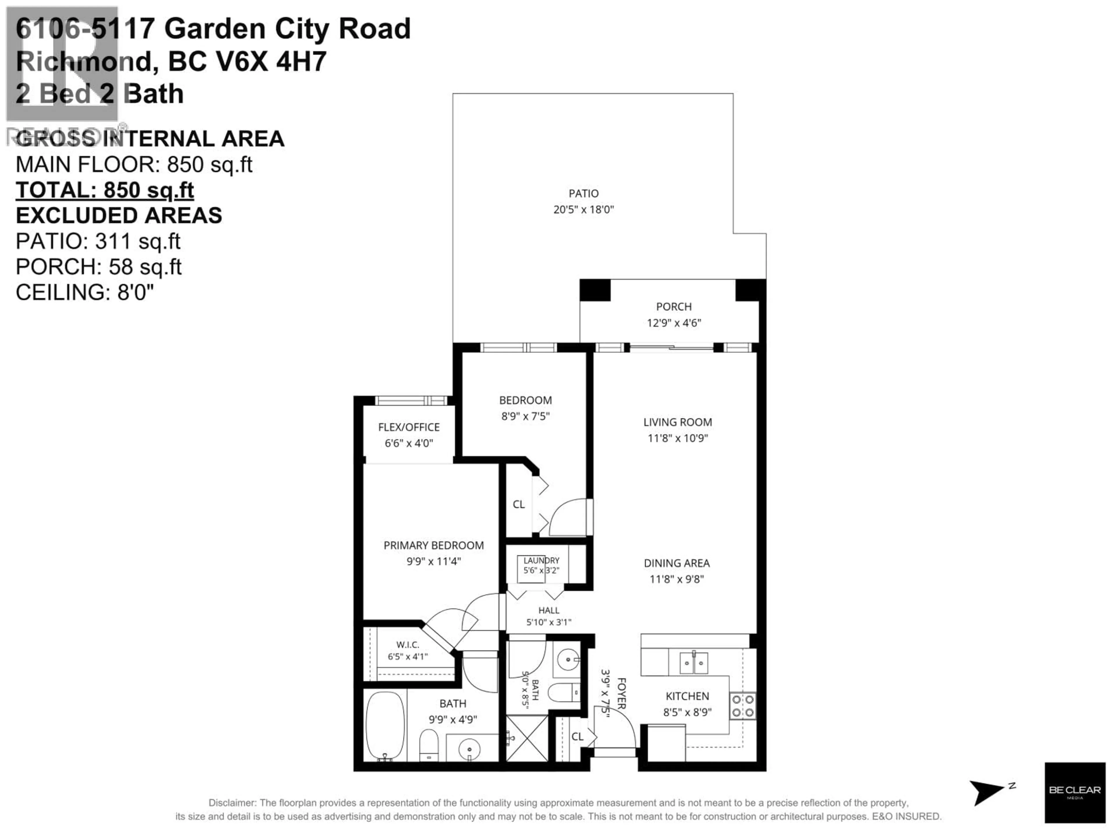 Floor plan for 6106 - 5117 GARDEN CITY ROAD, Richmond British Columbia V6X4H7