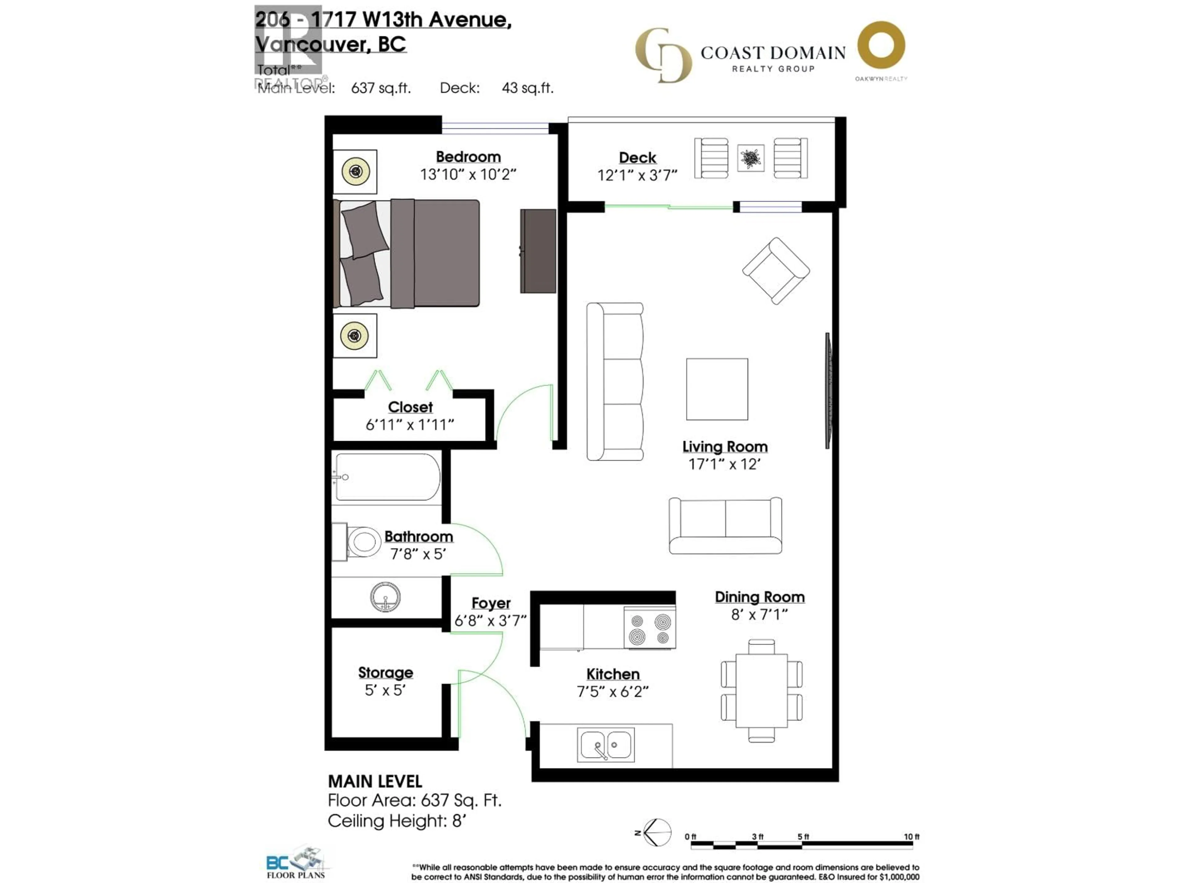 Floor plan for 206 - 1717 13 AVENUE, Vancouver British Columbia V6J2H2