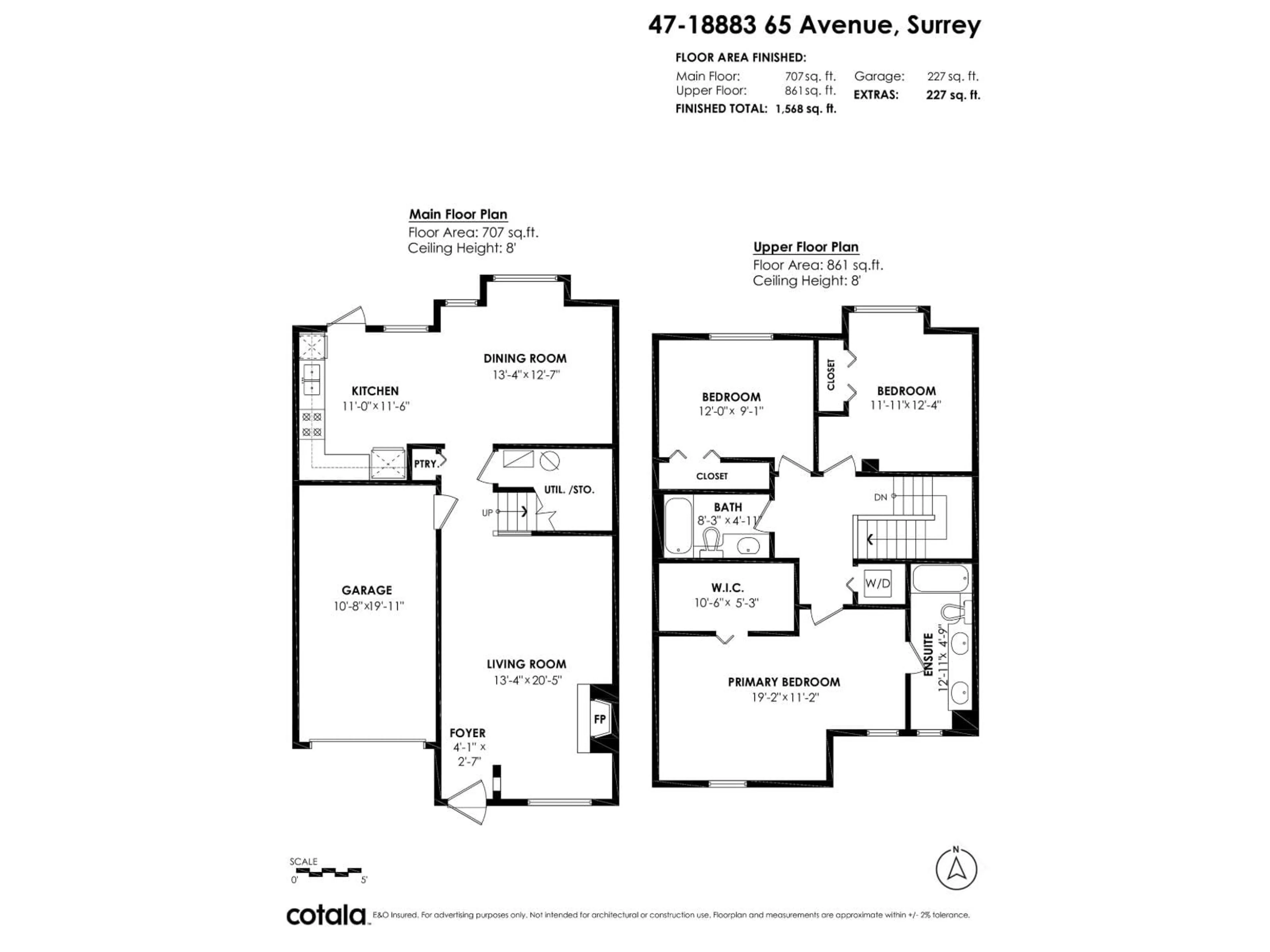 Floor plan for 47 - 18883 65 STREET, Surrey British Columbia V3S8Y2