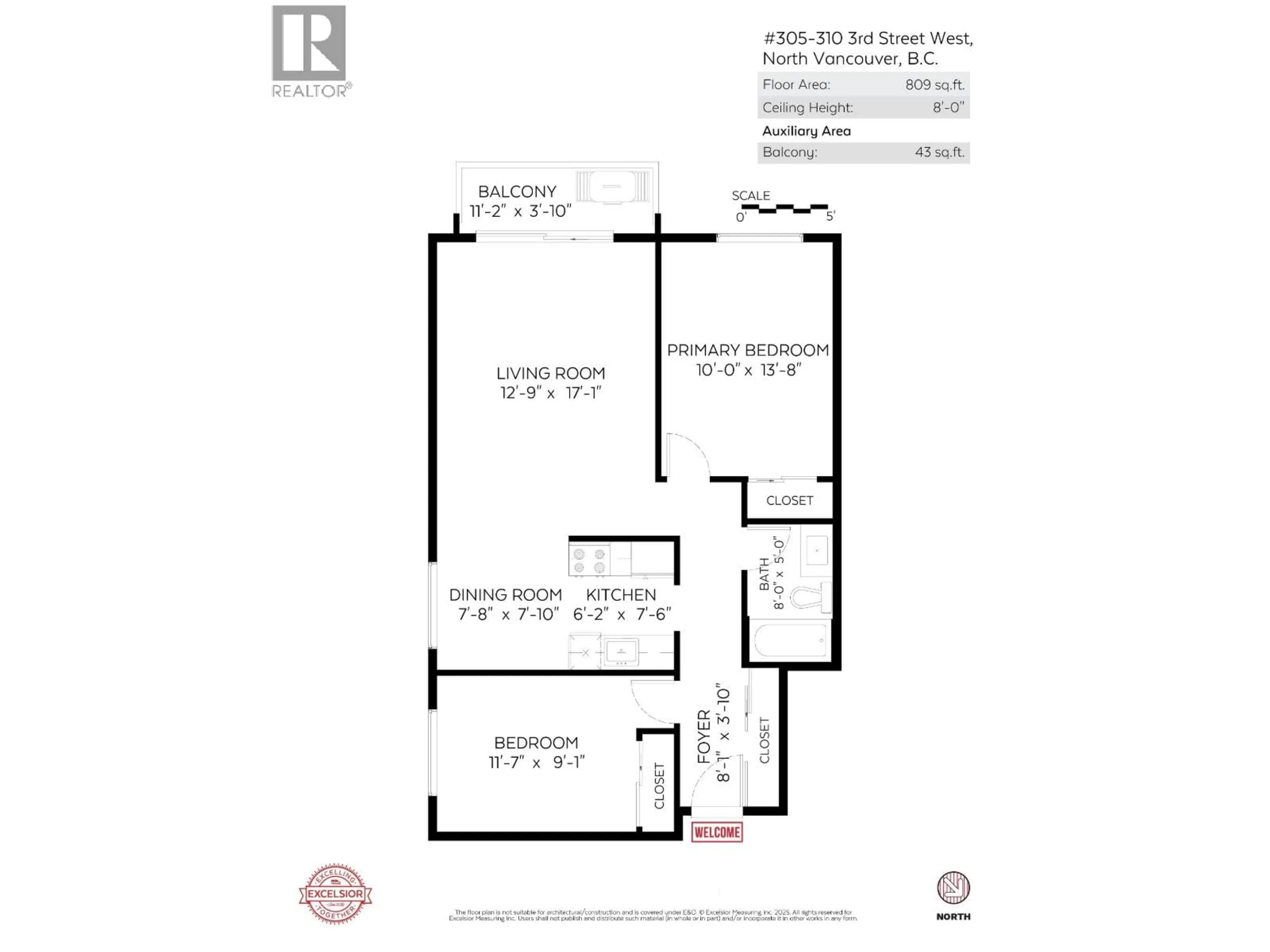 Floor plan for 305 - 310 3RD STREET, North Vancouver British Columbia V7M1G4